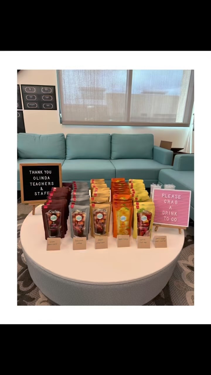 Day 2 of celebrating Olinda Staff! We treated them to Chipotle 🌮 85 Degrees treats 🧁🍮 and ice teas and coffee! 🧋🥤 Let’s keep the spirit and encouragement for our teachers with a high five 🖐️ tomorrow!