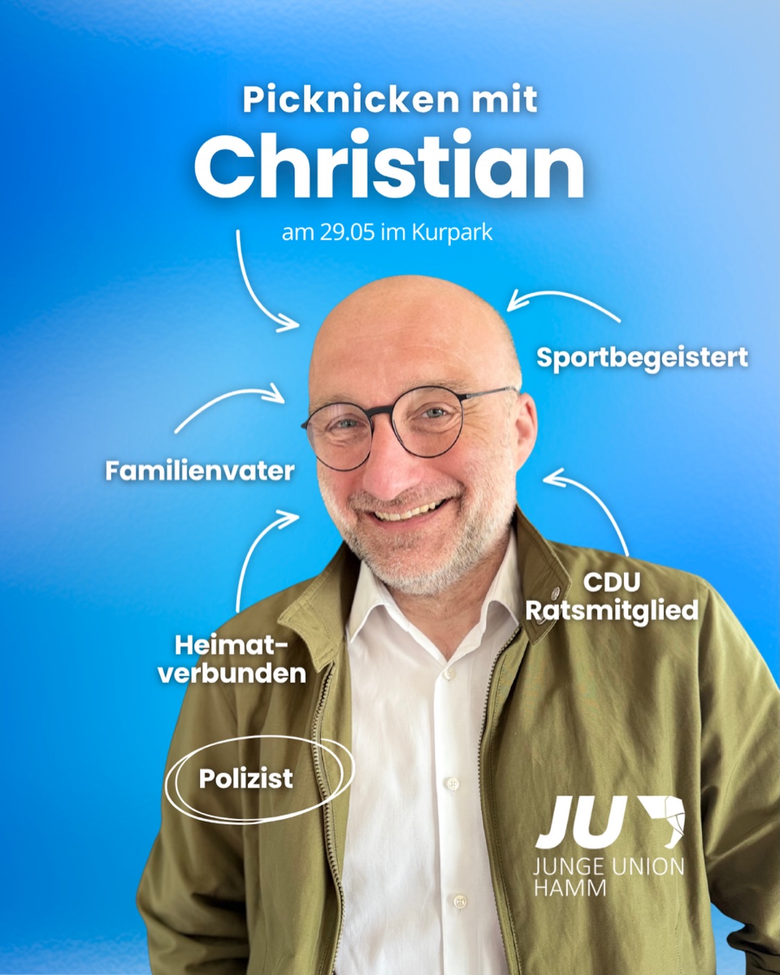 Statt Stammtisch, heut mal Nix tun gemeinsam mit unserem CDU-Wunschkandidaten der Landtagswahl 2027: Christian! 🤝🔥
Am Freitag, 29.05.2026 ab 17 Uhr treffen wir uns im Kurpark und machen genau das, was sonst zu kurz kommt: einfach zusammen sitzen, quatschen und nichts müssen.
Wer mag darf was mitbringen, muss aber nicht. Für Snacks und Getränke sorgen wir!
Wir freuen uns auf dich!
#juhamm #picknick #kurpark #hamm #community