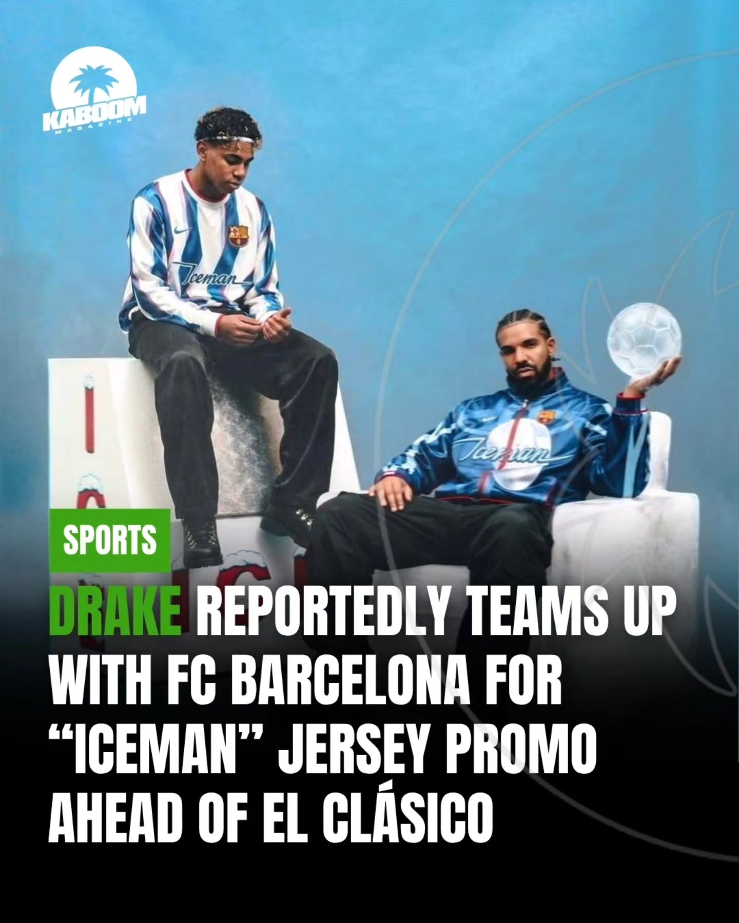 Drake’s eagerly anticipated ninth LP and first solo project since his high-profile rap battle with Kendrick Lamar, is set for release on Friday, May 15.
According to reports, the OVO Sound superstar is already rolling out a unique promotional strategy ahead of the project. As part of the campaign, Drake teamed up with FC Barcelona for a special collaboration imagining what it would look like if “ICEMAN” took over Barca’s kit for tonight’s El Clásico clash against Real Madrid.
The promotional photos featured stars such as Lamine Yamal and Raphinha wearing the custom jerseys, sparking major reactions across social media, including from Drake himself.
#KaboomMag #Kaboom