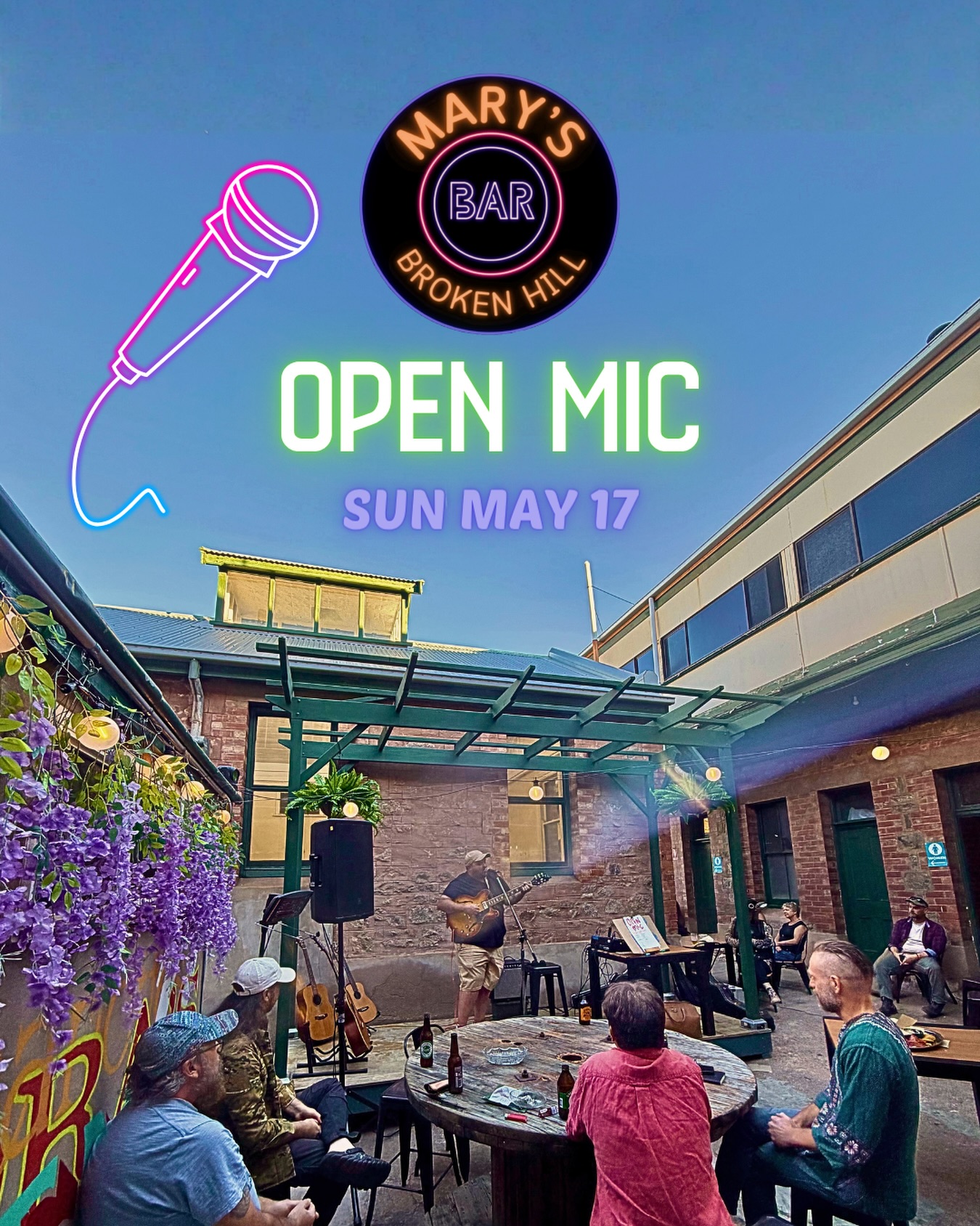 Got a song, a story, or something to say? Step up to the mic and be part of the Open Mic at @marysbar.bh 🎤
Third Sunday of the month, come and enjoy local talent, first-timers, seasoned performers, and everything in between. Whether you’re keen to play, read, sing, or just soak it all in, this is your space.
Hosted by local musician Aimee Volkofsky.
📅 May 17
🕑 From 2PM
📍 Mary’s Bar, Broken Hill
#brokenhill #wilyakalicountry #outbacknsw #openmic