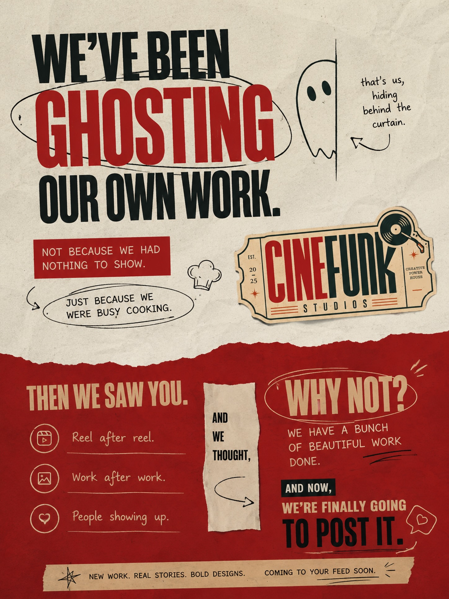 we were so busy creating
we forgot to post 😭
but after seeing reel after reel,
people putting their work out there,
we thought… why not?
we’ve got stories, shoots, chaos & a lot of beautiful work sitting in the drafts.
so yeah, we’re finally posting it.
welcome to cinefunk studios 🎞️
{creative studio, content creation, filmmaking, reels, brand shoots, production house, creative direction, storytelling, behind the scenes, creators}
#fyp #brands #pune #buisiness #puneinstagrammers