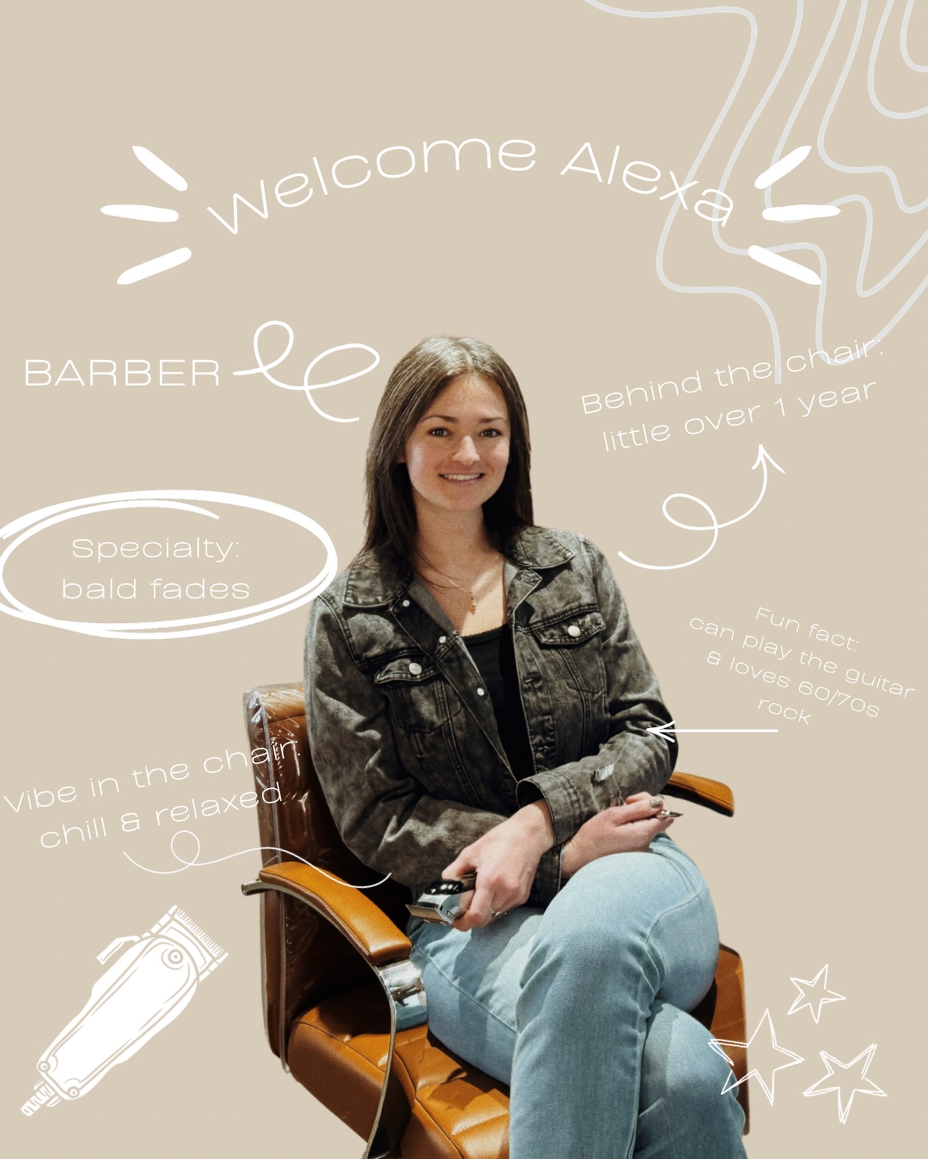 Meet Alexa ✨ Our very own barber here at Selah! We’re so excited for you all to get to know her and see her talent firsthand. From her personality to her passion behind the chair, we already adore her — and we know you will too 🤍💈