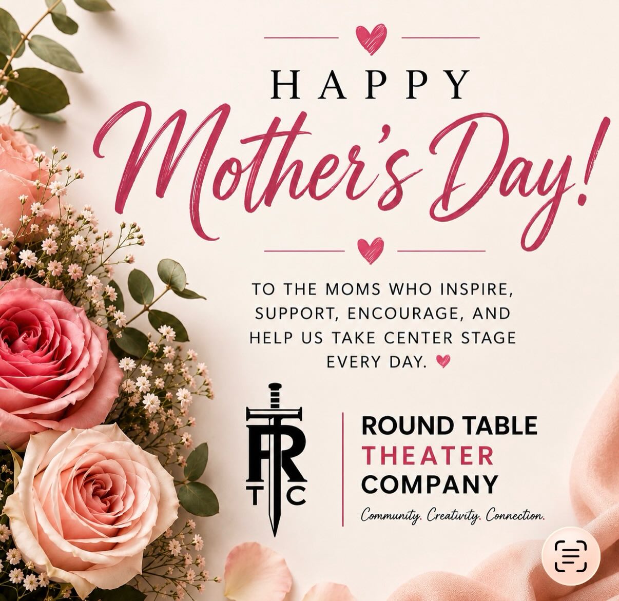 To the moms behind every rehearsal, every costume fix, every car ride, every standing ovation, and every dream… thank you. 🌸🎭
Your love, support, and encouragement help keep the magic of community theater alive. Today we celebrate all of our incredible theater moms and parent supporters. 💕
Happy Mother’s Day from RTTC!
#MothersDay #TheaterMom #CommunityTheater #TheaterLife #TheaterFamily BackstageMagic