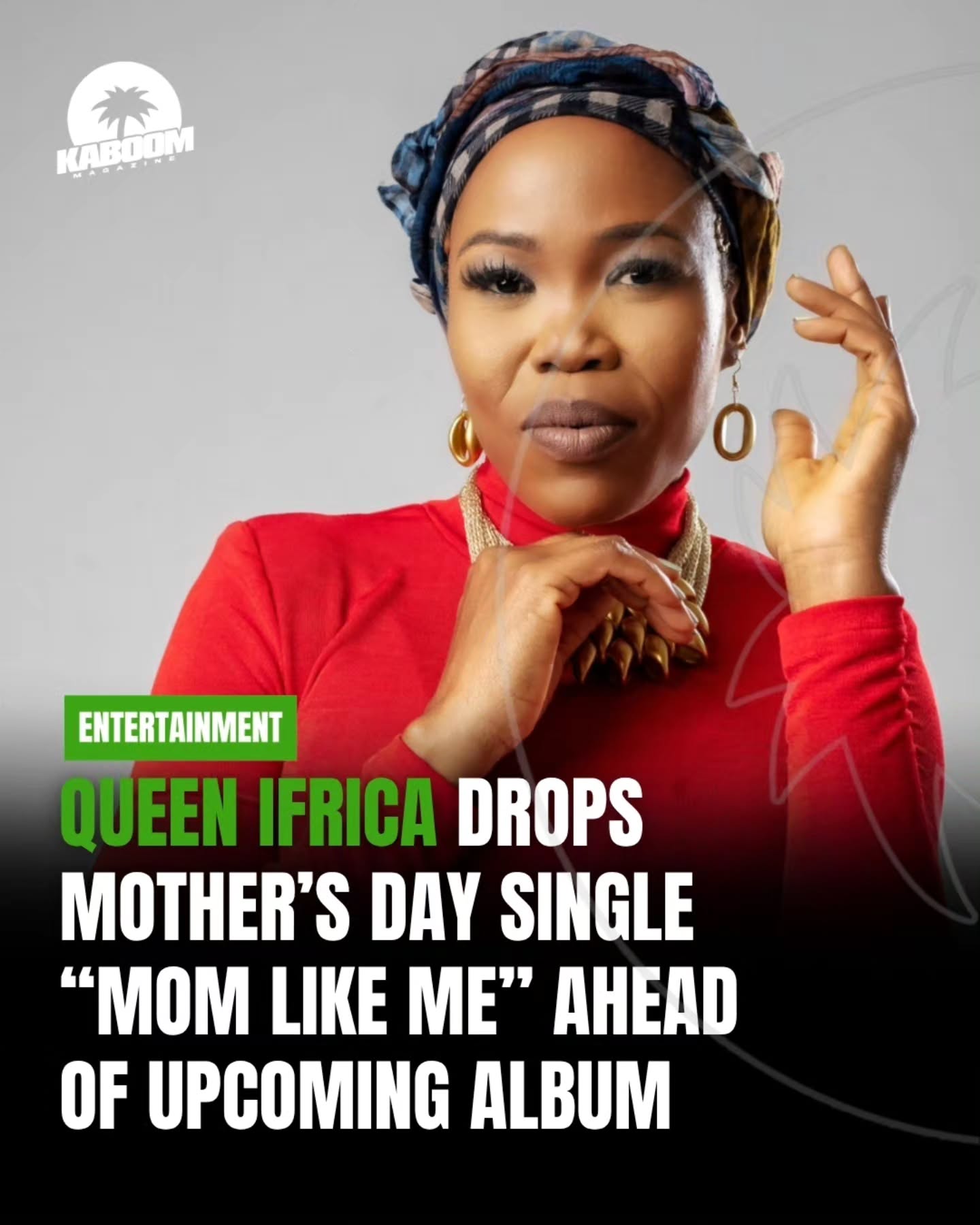 Veteran reggae singer Queen Ifrica has released her new single “Mom Like Me” via Nuh Rush Records, produced by UK-based producer IAmNuhRush, as anticipation builds for her upcoming album Breath of Life.
Released in alignment with Mother’s Day, “Mom Like Me” highlights the strength, sacrifice, and unconditional love shared by mothers from all walks of life, delivering emotional storytelling rooted in real-life family experiences.
The release also arrives ahead of Queen Ifrica’s first major international performance of 2026 at City Splash Festival in Brixton, London on May 25. The reggae veteran is set to join a star-studded lineup featuring lovers rock legend Beres Hammond, Aidonia, Elephant Man, Jada Kingdom, and more.
More on Kaboommag.com 🗞
#Kaboom #KaboomMagazine
