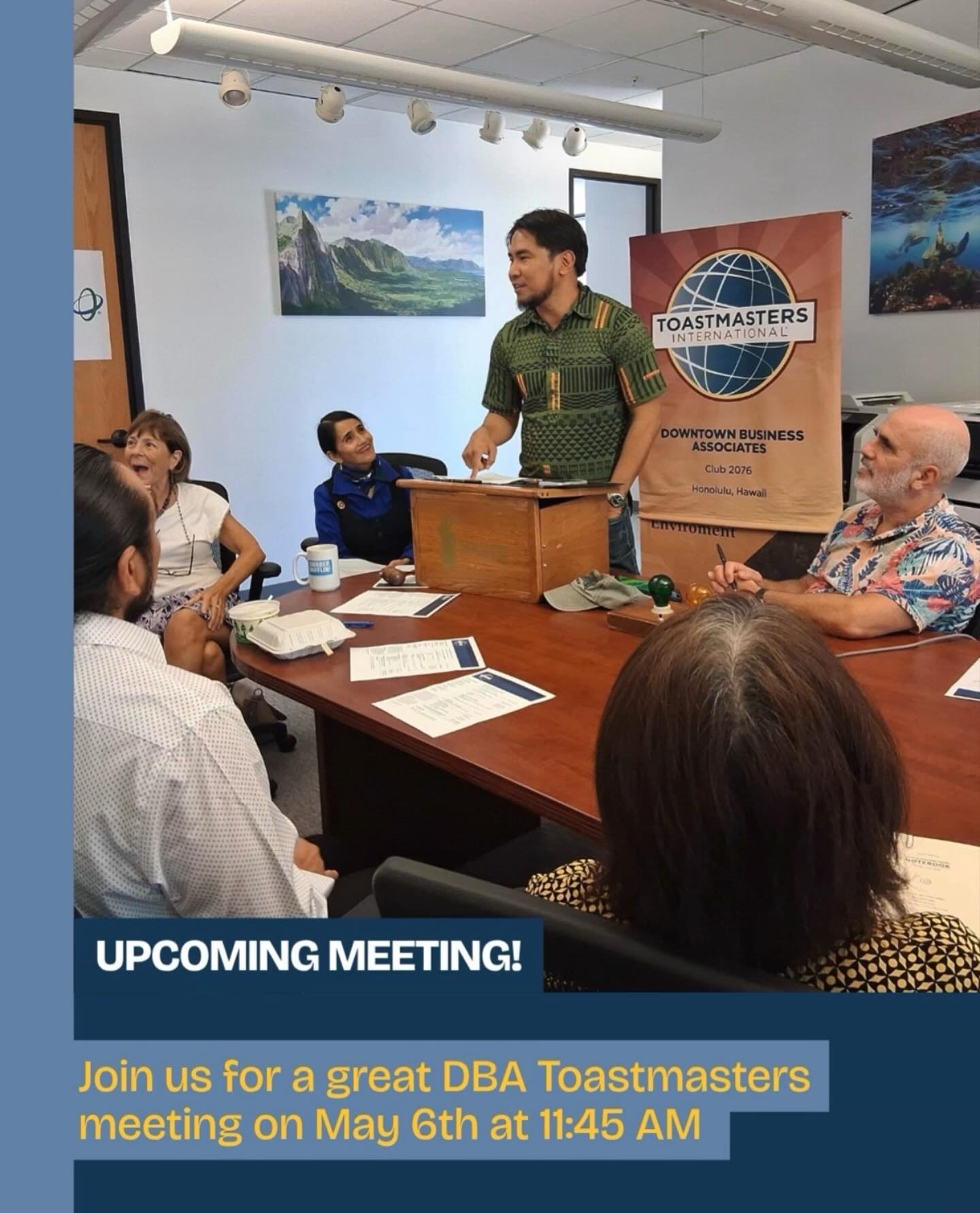 Join us the Wednesday at 11:45am for a lively Downtown Business Associates Toastmasters meeting. See our website for details.