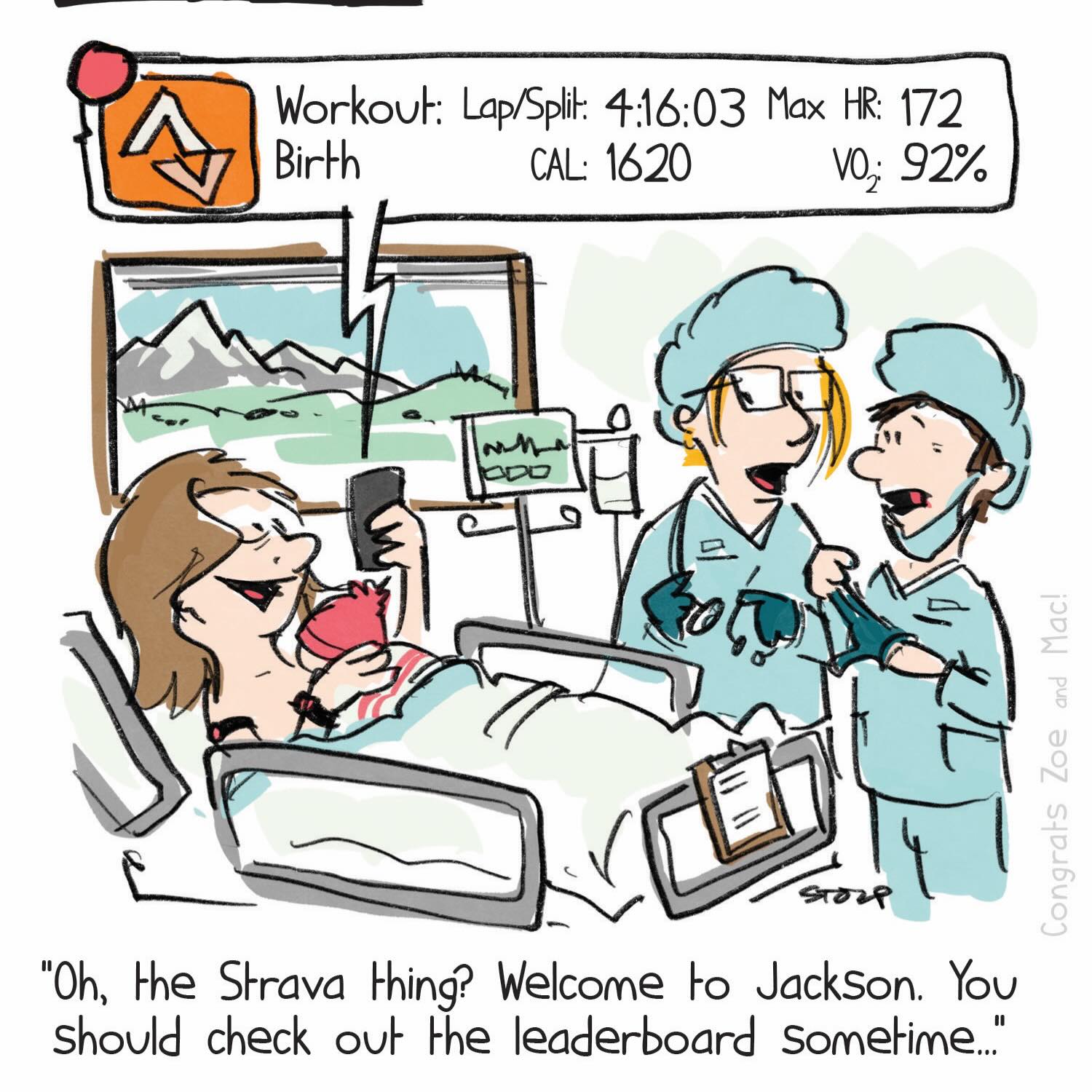 Can also track your splits/contraction ‘laps’
#momswholift #birth #strava #doctorlife #comic