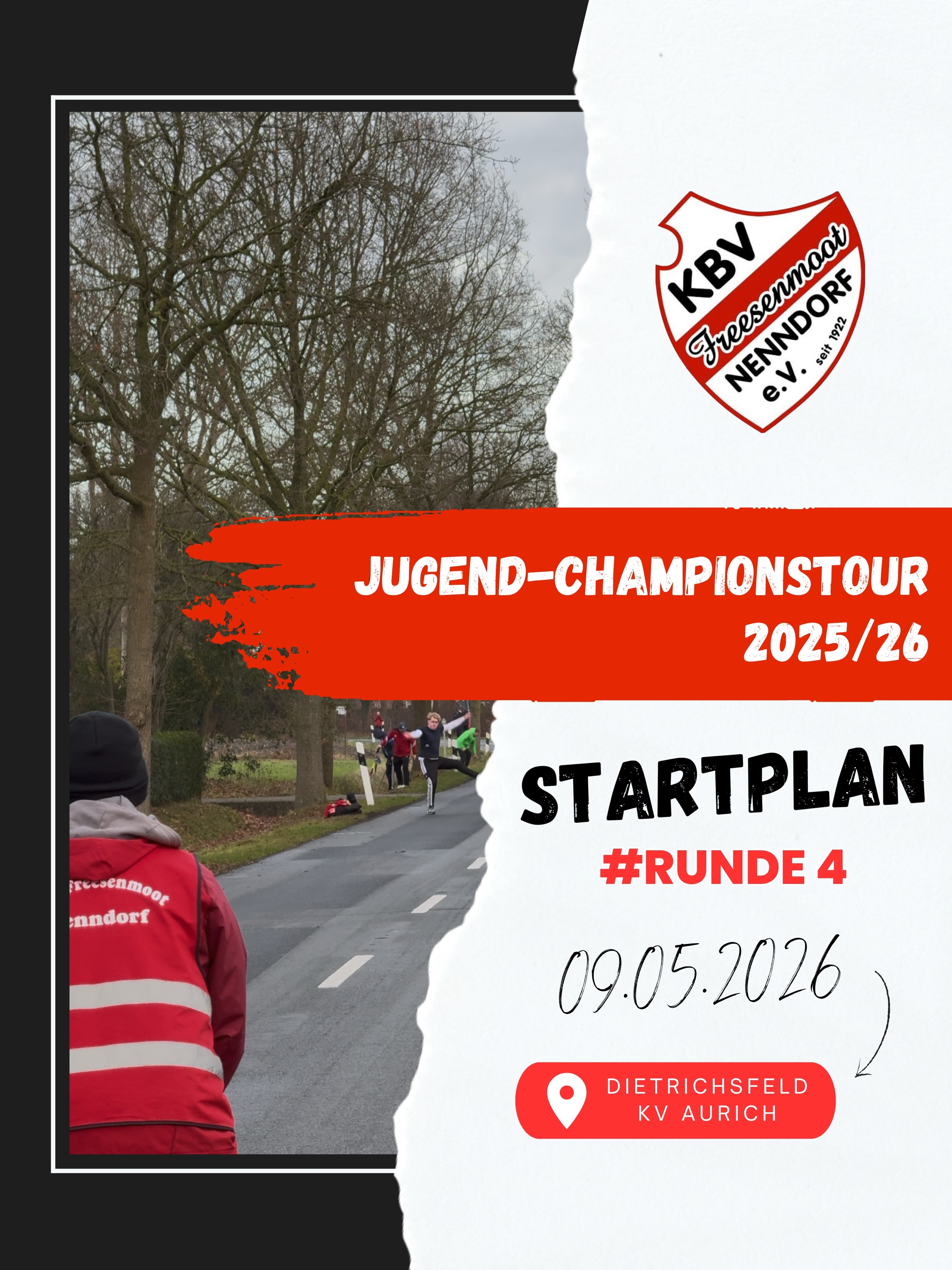 Jugend-Championstour – Runde 4 🔥
📍 Dietrichsfeld
📅 09.05.2026
Die nächste Runde der Jugend-CT steht an – und wir sind wieder mit 4 Werfer*innen am Start! 💪⚫️🔴
Jetzt heißt es wieder: Fokus, Nerven behalten und Meter sammeln! 🎯
Wir wünschen allen Starter*innen viel Erfolg und „Fleu herut“! 🍀
Wer ist morgen auch in Dietrichsfeld dabei? 👀