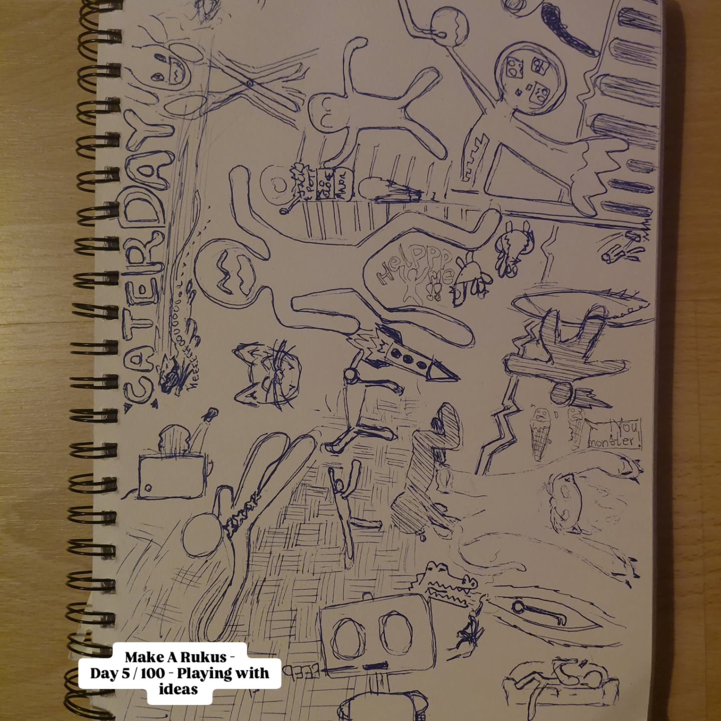 Go Make A Rukus
Day 6 / 100 -
Playing with some different ideas
#dailyart #artchallenge #cartoonart #shibariart