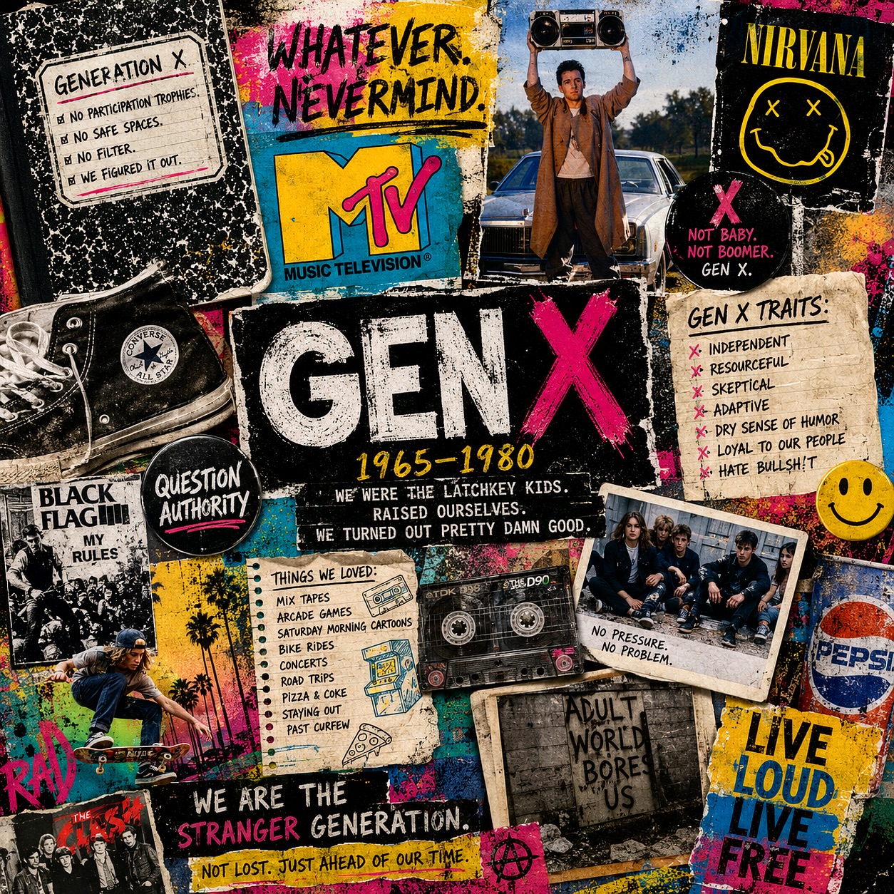 Gen X raised ourselves âď¸ survived dial-up đž made mix tapes đ§ questioned authority đ¤ and somehow still learned how to fix everything ourselves đ§
We grew up before the internet told us who to be đş and maybe thatâs exactly why weâre still unapologetically original đ
A little grunge đ¸ A little sarcasm đ A lot of resilience đĽ
Whatever. đ¤
#GenX #GrungeAesthetic #MTVGeneration #RetroVibes #NostalgiaCore