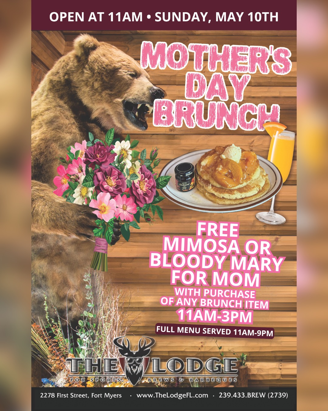 Celebrate Mom with brunch at The Lodge 🍳
All moms enjoy a complimentary mimosa or Bloody Mary with the purchase of any brunch item this Mother’s Day.
#thelodge #mothersday #downtownfortmyers