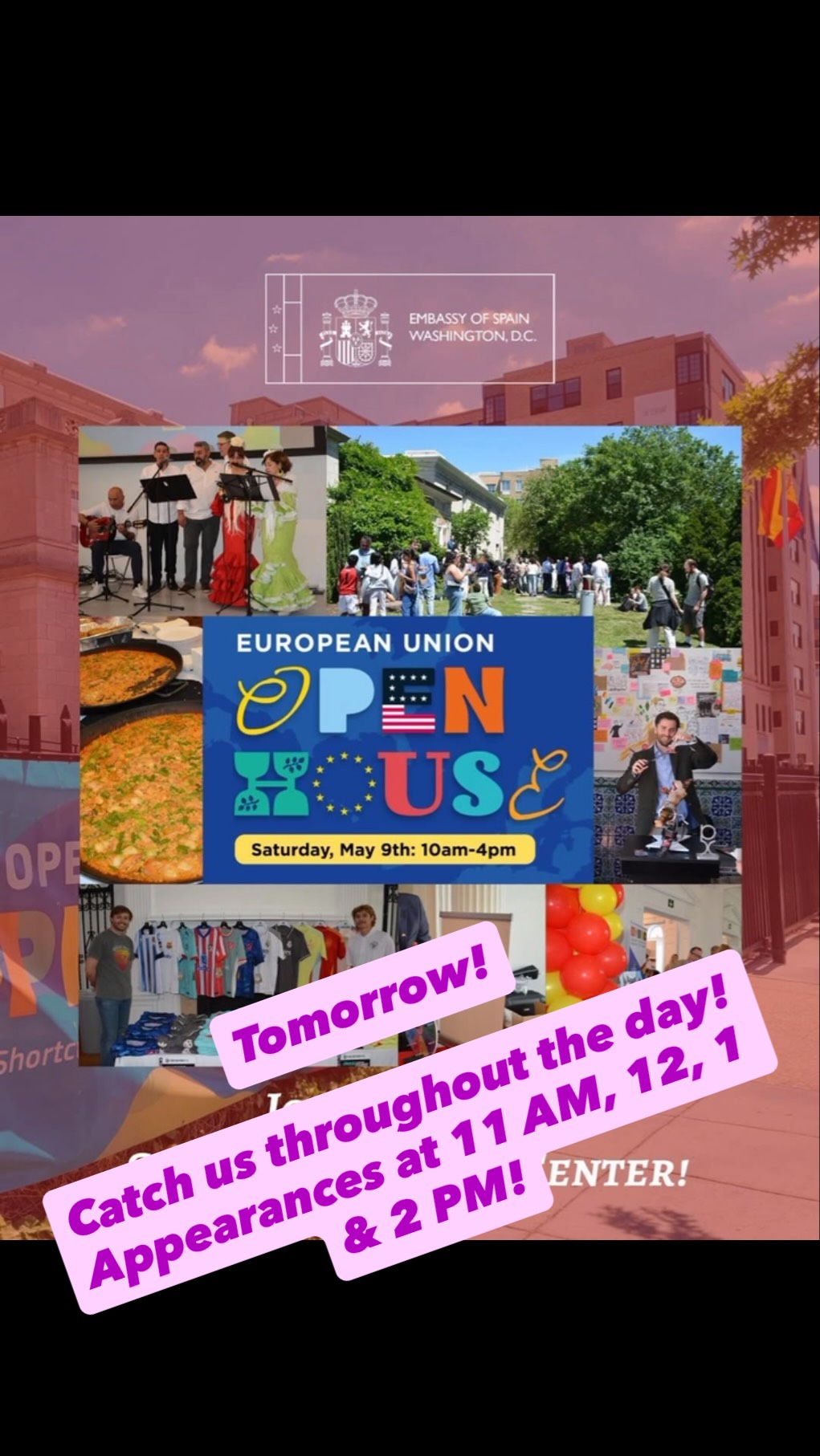 We will be performing tomorrow, May 9, throughout the day at the Spanish Embassy Open House as part of the EU Open House!
📍 Spanish Cultural Center, 2801 16th Street NW, Washington DC
Catch us at 11AM & 1 PM with Schuyler Van Tassel@schuyguy117 and with TorcuArt at 12 & 2 PM! Plenty of opportunities to see us!
#flamenco #euopenhouse #ole