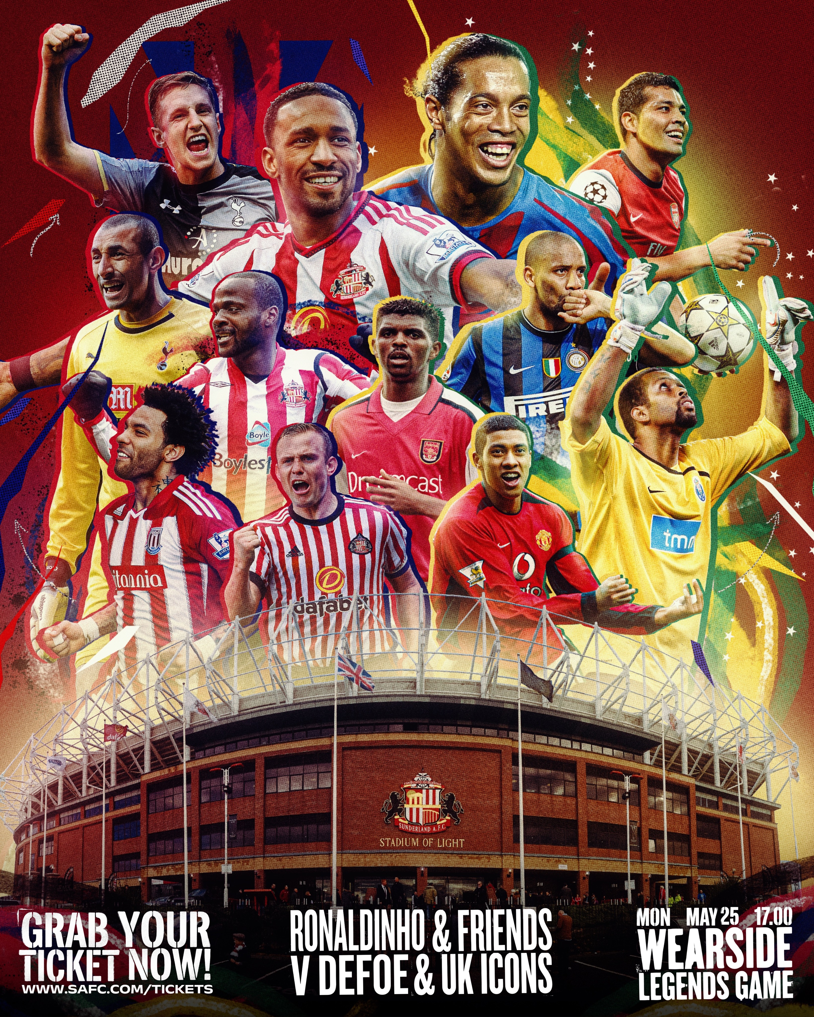 Squad Part II ⚔️
This is going to be one for the history books — a once-in-a-lifetime constellation of legends, never to align like this again.
Wearside Legends Game
📅 Mon, 25.05.2026 - 5 PM
🏟️ Stadium of Light, Sunderland
🎟️ Witness history unfold and grab your tickets via the link in our bio or on the official @sunderlandafc website.