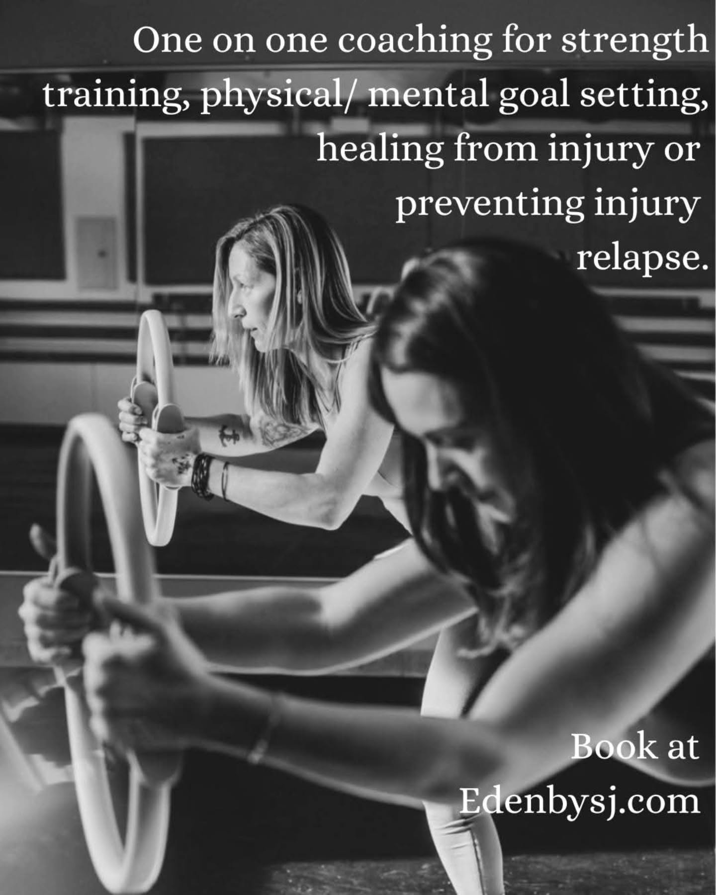 One on one coaching sessions for your specific needs. Each session is custom built for your specific injury or physical goal.
Book on Edenbysj.com or 778-710-8298
