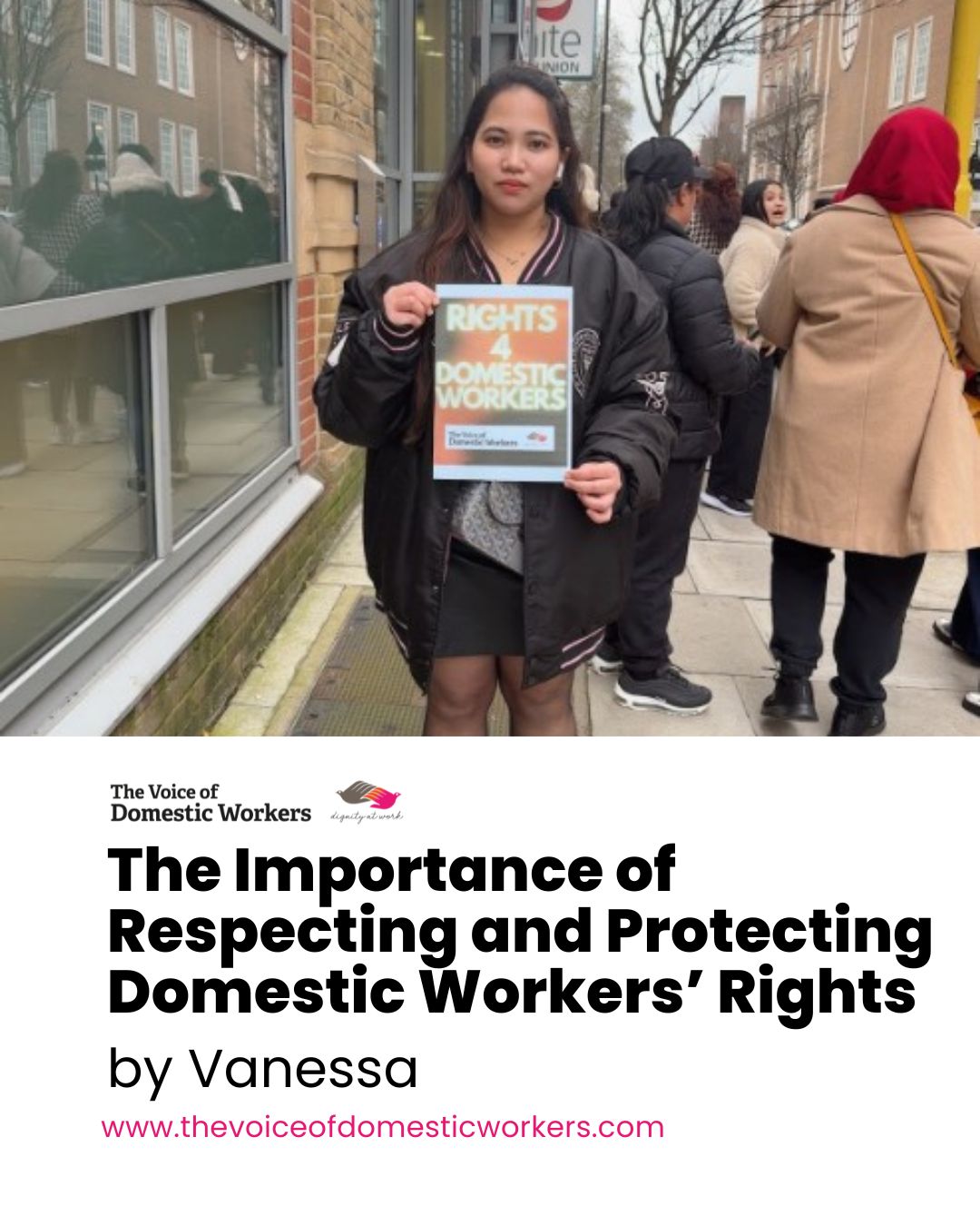 Respect and protection are not favors, they are fundamental rights every domestic worker deserves. Back in March 2026, Vanessa shared a powerful reminder about the importance of protecting the rights and dignity of domestic workers. Her blog reflects the realities many workers continue to face and why awareness, compassion, and action remain just as important today. Behind every right is a human life that deserves safety, fairness, and respect.
Take a moment to revisit Vanessa’s meaningful message and reflect on why protecting workers’ rights matters for everyone. Read here:
https://www.rfr.bz/i9686e5
#VODW #WorkersRights #DomesticWorkers #RespectAndProtection #DignityForAll #VoicesThatMatter #StandInSolidarity