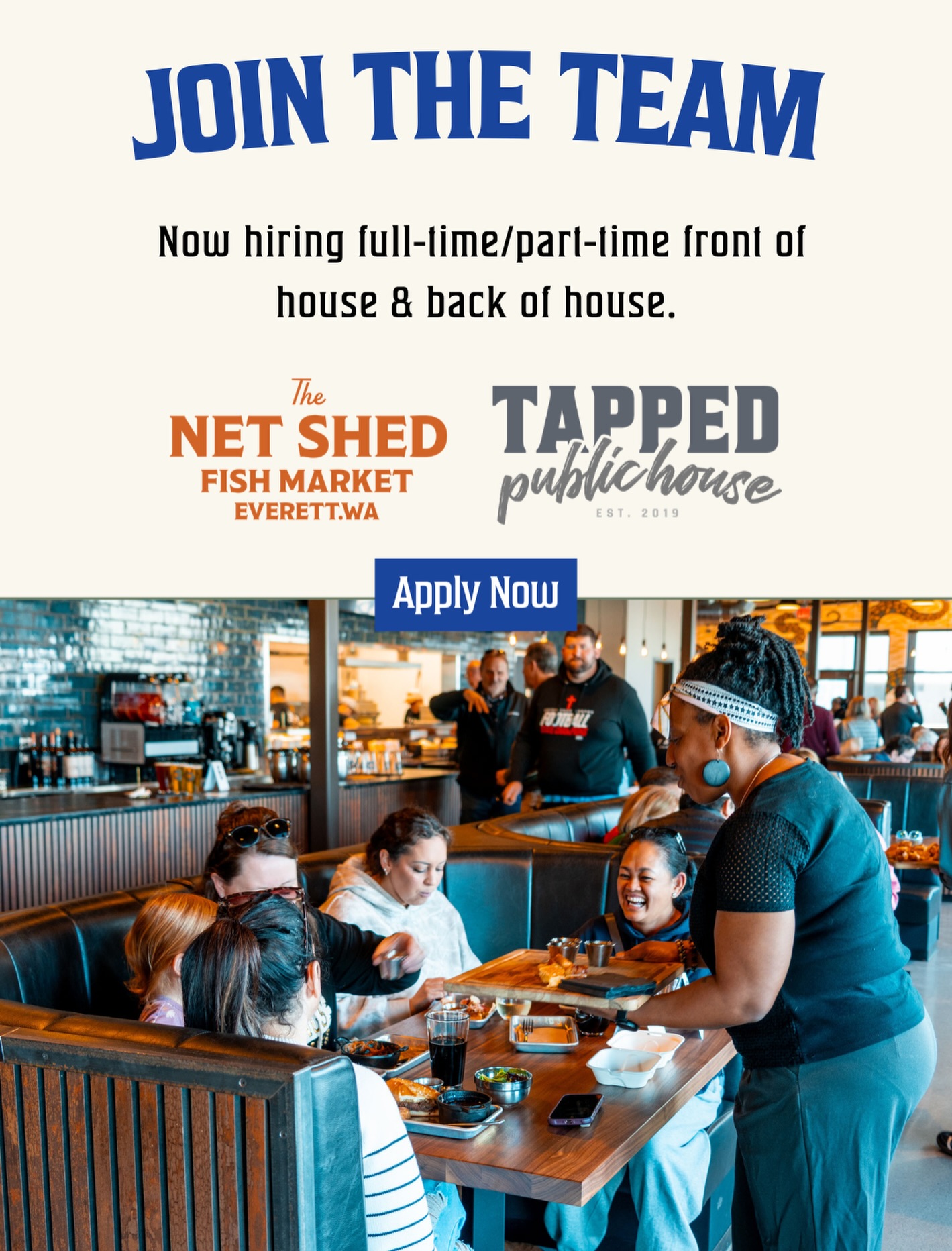 We’re hiring front and back of house at The Net Shed and Tapped Public House. With the Port opening and summer around the corner, we’re adding to the team in Camano, Mill Creek, and The Port.
Some notable perks include 75% off food across all our spots, room to grow if you want it, and a crew that works hard but has a blast doing it!
Apply by visiting our websites through the link in our profile bio or going to tappedpublichouse.com/jointheteam or thenetshed.com/jointheteam