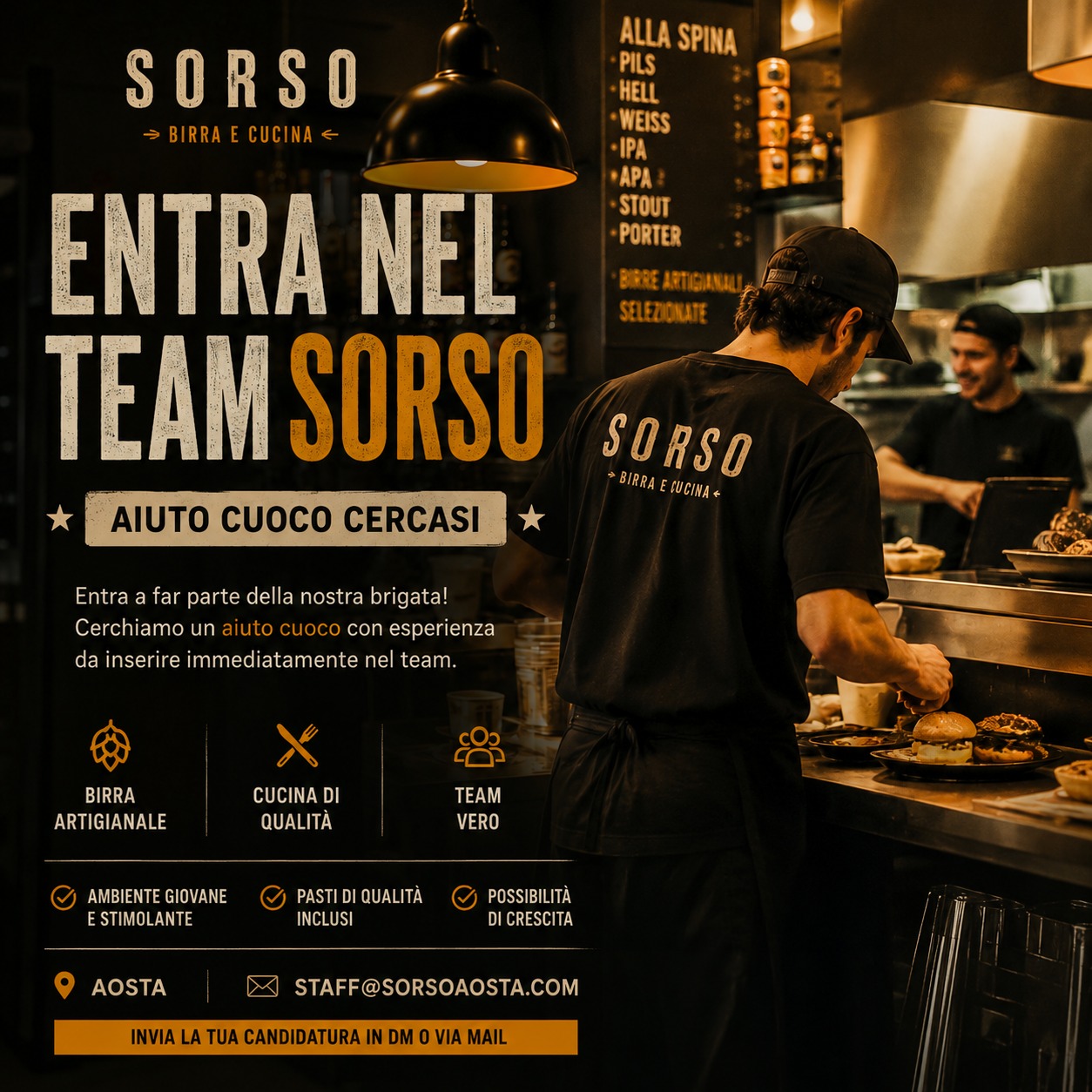 🔥 ENTRA NELLA BRIGATA DI SORSO! Cerchiamo un Aiuto Cuoco ad Aosta 🍻
Sei un cuoco appassionato, hai già esperienza dietro ai fornelli e cerchi qualcosa in più del "solito" lavoro in cucina? Allora stiamo cercando te.
Da Sorso ti offriamo la possibilità di far parte di un progetto giovane ma di qualità.
Qui Birra e Cucina sono il nostro mestiere ma soprattutto la nostra passione. Ci piace lavorare insieme per portare in tavola col sorriso un prodotto di qualità sempre più alta.
🤝 Il ruolo e la nostra squadra:
Cerchiamo una figura giovane ma esperta da inserire immediatamente nel nostro team a fianco dello chef. Entrerai a far parte di una brigata piccola ma affiatata e collaborativa: da noi il gioco di squadra è fondamentale e ci sarà sempre qualcuno al tuo fianco su cui contare.
Ti occuperai principalmente di:
Griglia: gestione delle cotture e valorizzazione della carne 🔥
Antipasti: preparazione e impiattamento delle nostre proposte stagionali 🍽️
Primi: i piatti classici della tradizione romana e non solo!
Dolci: creazione della linea dei dessert per chiudere in bellezza l'esperienza dei nostri clienti 🍰
🌟 Cosa offriamo
Un clima di lavoro sano: Crediamo fermamente che un ambiente informale ma altamente professionale sia la chiave per lavorare bene, stimolare la creatività e crescere insieme.
Pasti dello staff di qualità: Trattiamo bene la nostra squadra così come trattiamo i nostri clienti; i pasti inclusi sono preparati con la stessa cura e attenzione alle materie prime.
Inserimento immediato con un contratto commisurato alla tua esperienza, inizialmente determinato con obiettivo indeterminato entro un anno.
📩 Come candidarsi
Vuoi salire a bordo? Mandaci la tua presentazione corredata di CV (ed eventuali referenze) tramite:
Direct Message (DM) qui sui social
Email all'indirizzo: staff@sorsoaosta.com
Ti aspettiamo per fare un salto di qualità insieme! 🚀
#SorsoAosta #SorsoBirraeCucina #LavoroAosta #AiutoCuoco #RistorazioneAosta #OffertaLavoroAosta #ValleDAosta #BirraArtigianale #FoodAosta #HorecaLavoro