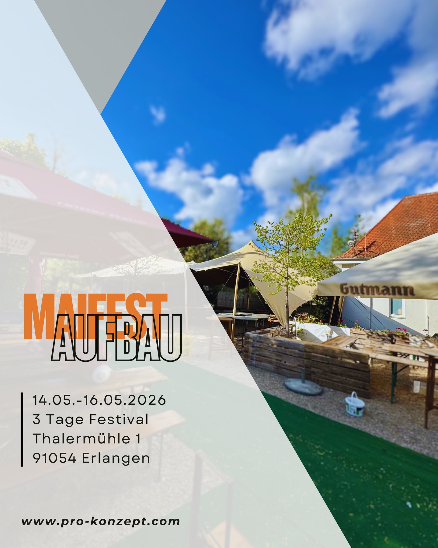 Heute ging’s richtig zur Sache! Der große Aufbau für das @maifest.erlangen 2026 im @gasthausthalermuehle läuft auf Hochtouren! 🍻🎪
Und eines steht fest:
Wir sind bereit – bei Sonne, Regen oder allem dazwischen! ☀️🌧️
Dank unseres riesigen Festzelts sind wir komplett wetterunabhängig und für jede Witterung gewappnet.
Was heute schon alles passiert ist? Eine ganze Menge! 👇
✅ Der riesige Zeltaufbau ist abgeschlossen – geschützt feiern bei jedem Wetter!
✅ Der komplette Baraufbau steht
✅ Alle Biergarnituren und Stehtische wurden angeliefert
✅ Die Getränkelieferungen sind angekommen
✅ Die Kühlwägen sind bereits komplett gefüllt
✅ Bauzäune wurden gestellt und Banner vorbereitet
✅ Alle Einfahrtswege wurden freigemacht – bereit für euren Festbesuch!
Und morgen geht’s in die finale Runde: 🔥
🔸Die Technik zieht ein
🔸Die Bühne wird aufgebaut
🔸PA-Anlage, Lichttechnik, Strom und Verkabelung kommen
🔸Loungen, Sitzmöbel und Deko-Elemente werden eingerichtet
🔸Der letzte Feinschliff für ein unvergessliches Maifest 2026!
Dann steht dem großen Start am Donnerstag mit @schwaebisch7, @alpenblech und @scusi_signorina nichts mehr im Wege! 🍺🎶
Wir freuen uns riesig auf euch und können es kaum erwarten, gemeinsam mit euch in der Thalermühle zu feiern!
Bleibt dran! Wir nehmen euch weiterhin mit hinter die Kulissen! 🙌
Bis Donnerstag beim Maifest 2026 in der Thalermühle Erlangen. Es wird überraschend anders! 🍻✨
#MaifestErlangen #Maifest2026 #Thalermühle #Erlangen #Event