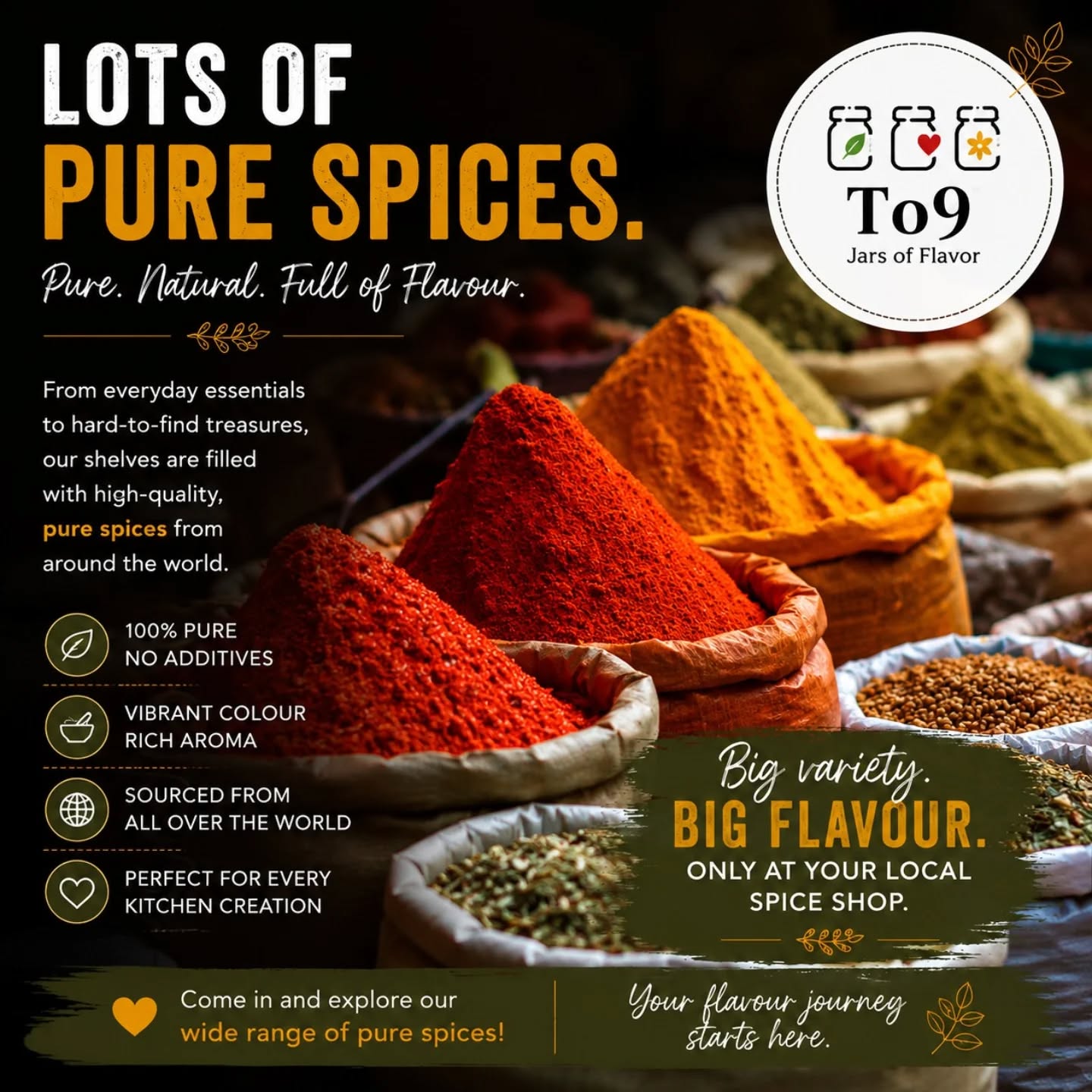 Pure spices. Real flavour. Endless inspiration.
From vibrant chilli powders to aromatic herbs and premium spice essentials, To9 Herb & Spice has the ingredients to elevate your cooking.
Visit us at:
De Handelspost Centre
Cnr Beethoven & Tielman Street
Hartbeespoort
Shop online:
https://www.to9herbandspice.co.za/
#To9HerbAndSpice #PureSpices #HartbeespoortFoodies #CookingWithSpices #shoplocalsa
