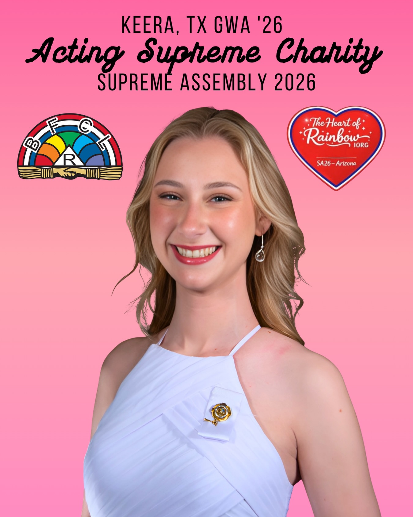 Please join us in congratulating Keera on being announced Acting Supreme Charity for Supreme Assembly 2026 in Arizona!! 🌵🌈 This is such an incredible honor, and we are so proud of our @_txgwa_!❤️ Texas Rainbow already knows you’re going to shine so bright. 💫🩷
#IORGSupreme2026 #GoRainbow #SupremeAssembly #SupremeAssembly2026 #IORG @supremeiorg