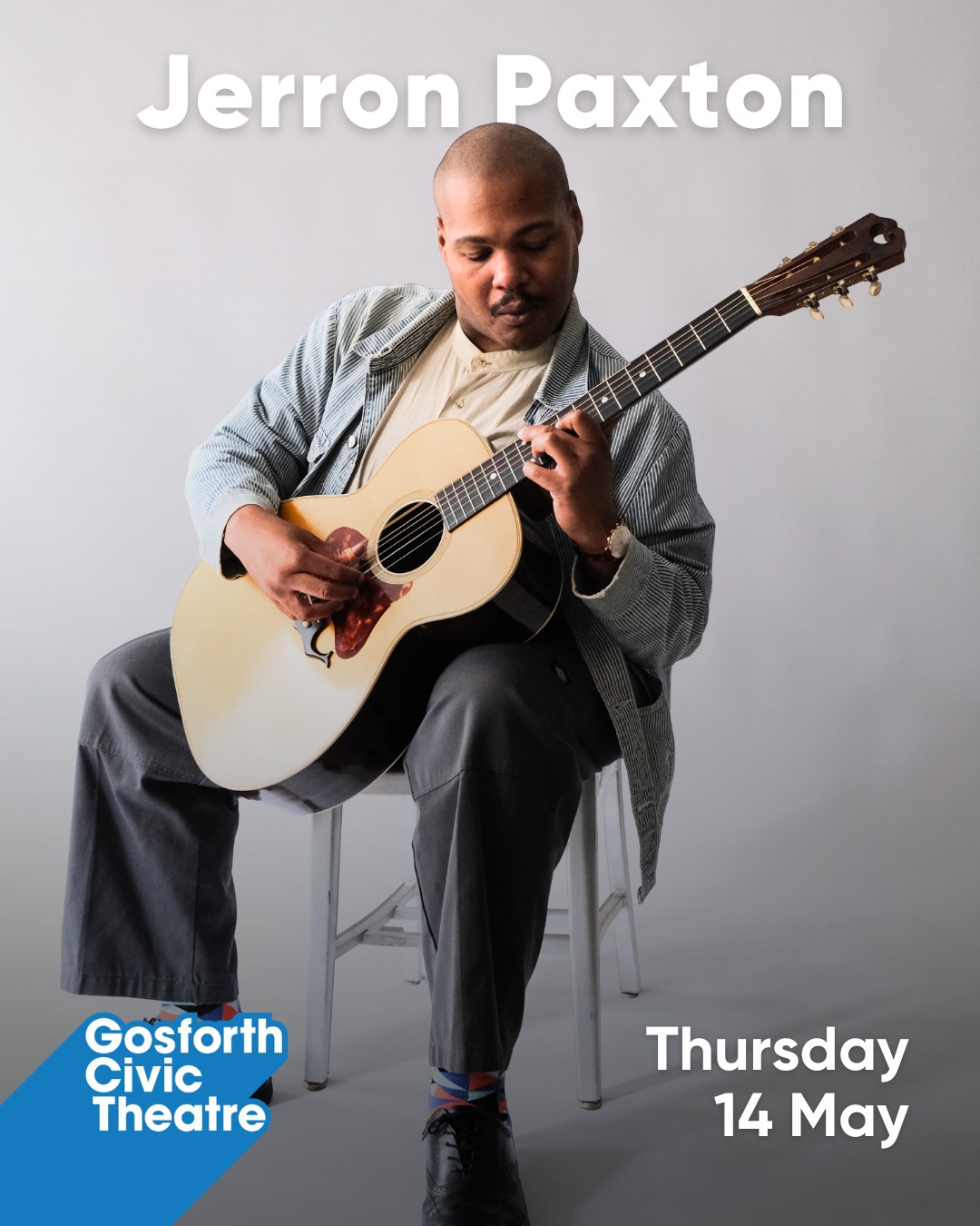 Next Thursday, acclaimed blues singer-songwriter Jerron Paxton takes the stage at GCT!
His latest album Things Done Changed is full of original songs that sound beamed in from nearly a century ago, when jazz and blues were performed as a means of both personal and cultural survival. Lick by lick, Paxton builds a bridge between generations gone and generations to come, singing the heartaches and joys of the past and present.
Don’t miss this unforgettable evening of blues, history, and soul.
Grab your tickets now via link in bio