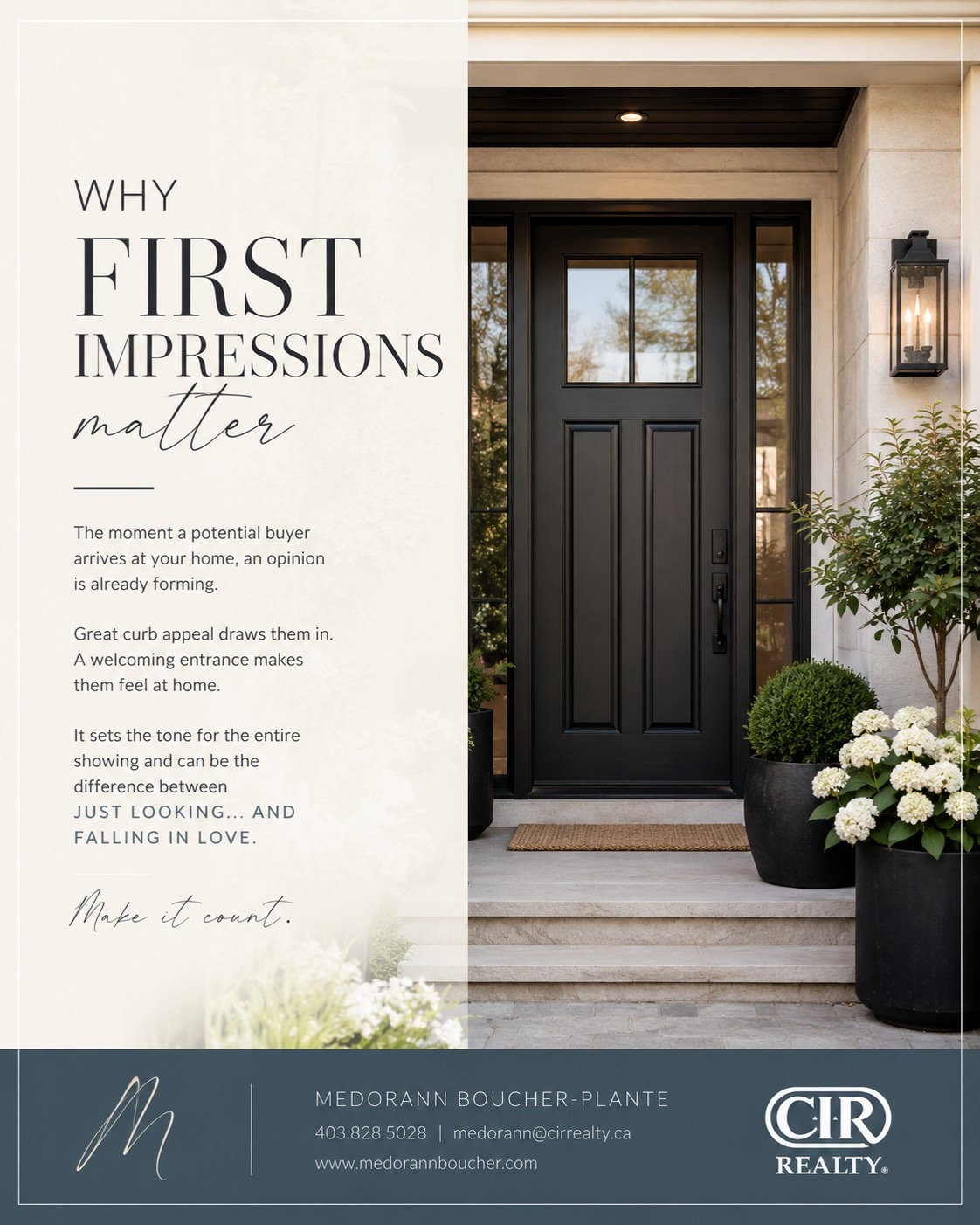 I remember hearing @tomsherryrealtor tell some clients once that there are three-first impressions when a buyer drives up to your home. He chuckled and pointed out the obvious contradiction but he made a really good point and it has stuck with me since.
The 1st impression is when they roll up to your house and take everything in. Is the grass cut? Trash cans put away? An unkept front yard can be an immediate turn off.
The 2nd impression is when the buyer is standing at the front door. He noted that this is the only time that the buyers are standing still while they wait for their agent to get the key out of the lockbox and it's when they take everything in. And whether its conscious or subconscious, they are judging your home. Are there cobwebs? A dirty welcome mat? Paint chipped off the paint of the front door? Lightbulbs burnt out? This will absolutely influence HOW they view the home when they go through it. A beautiful front entrance will put buyers at ease . A neglected one has them subconsciously looking for problems inside.
Impression 3 - when you open the front door. Do they feel deceived from the photos they saw online OR are they pleasantly surprised. Tom always said (and I have repeated it many times since)...the fatal mistake in real estate is to over promise and underdeliver.
So yes, while there is really only one first impression here, I think this was such a great way of breaking down the importance of what those moments to buyers look like and how it can impact the viewing of the home.
Thank you for all the wisdom you passed on, Tom. Some of it did really sink in. ;)
