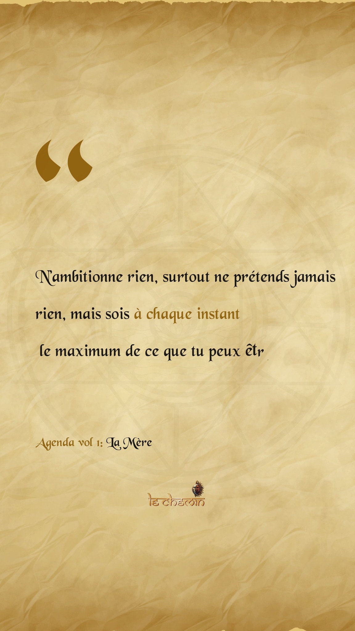 🔸 Donnez-vous le meilleur de vous-même ? ◼️
N'ambitionnez rien, mais soyez à chaque instant le maximum de ce que vous pouvais être.
#LeChemin #AlchimieInterieure #YogaIntegral #SriAurobindo #LaMere #Supramental #Conscience #EveilSpirituel #Transformation #Souverainete