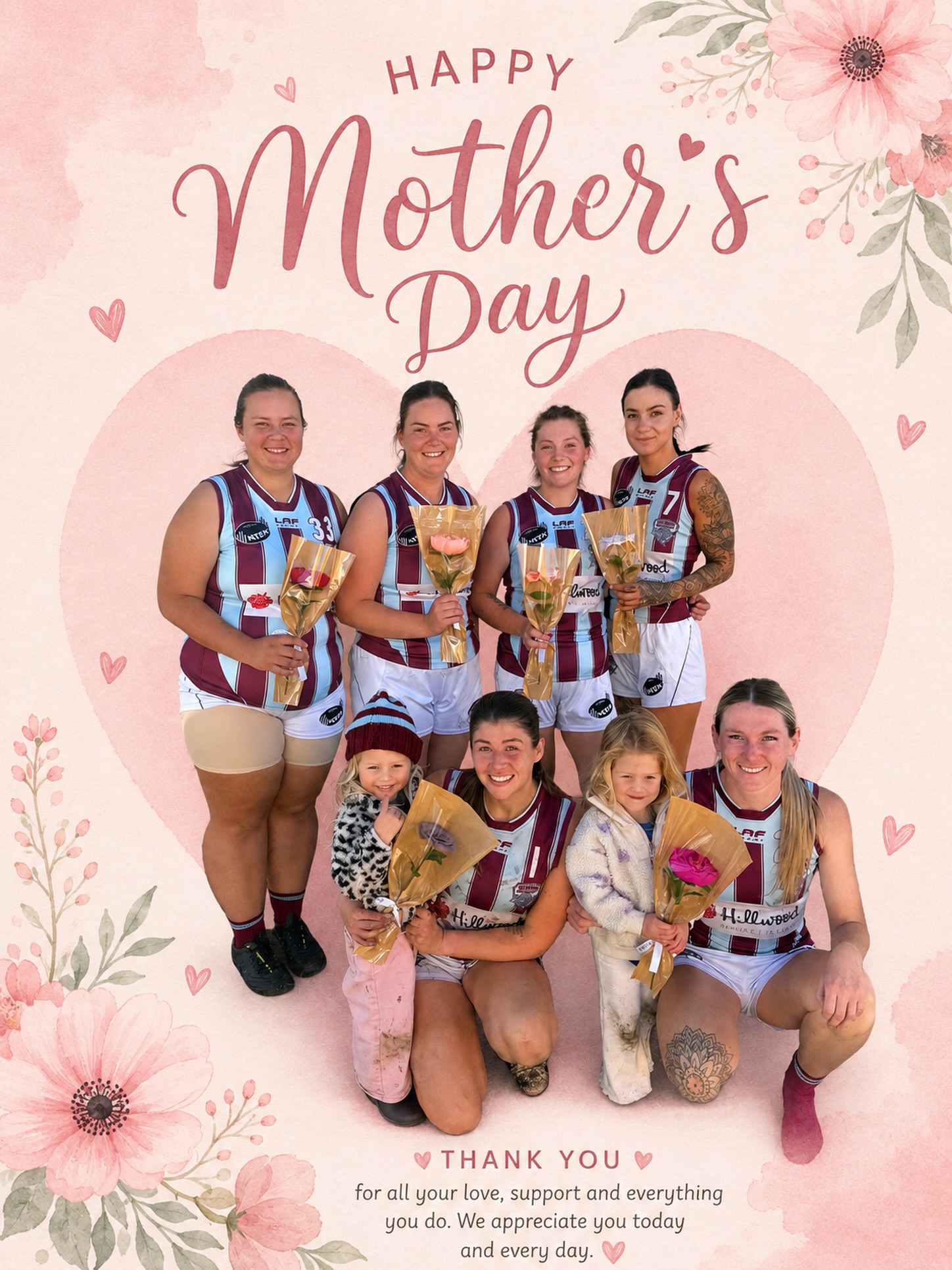 Happy Motherβs Day to all the amazing mums in our footy community π
A special shoutout to the super mums who somehow juggle work, family life, training, game days and everything in between β all while always being there for their kids. Your support never goes unnoticed and our club wouldnβt be the same without you π©·π
We hope today is filled with love, laughs and a well deserved chance to put your feet up. Thank you for everything you do for your families, our players and our club β today we celebrate you all πΈ
