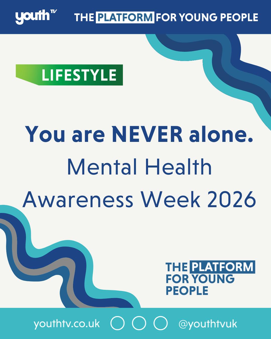 💚 You are NEVER alone. 💚
This Mental Health Awareness Week 2026, YouthTV stands with every young person facing battles they may not speak about out loud.
Your feelings matter. Your voice matters. And your life matters.
No matter how difficult things may feel right now, there is always someone ready to listen, support, and help you through. Strength is not pretending to be okay — strength is reaching out when you need it.
Let’s continue breaking the stigma around mental health and creating safe spaces where young people feel seen, heard, and supported.
Check in on your friends. Be kind to yourself. Start conversations. Together, we can remind people that hope is real and help is available.
#MentalHealthAwarenessWeek #YouAreNeverAlone #MentalHealthMatters #YouthTVUK #EndTheStigma #SupportEachOther