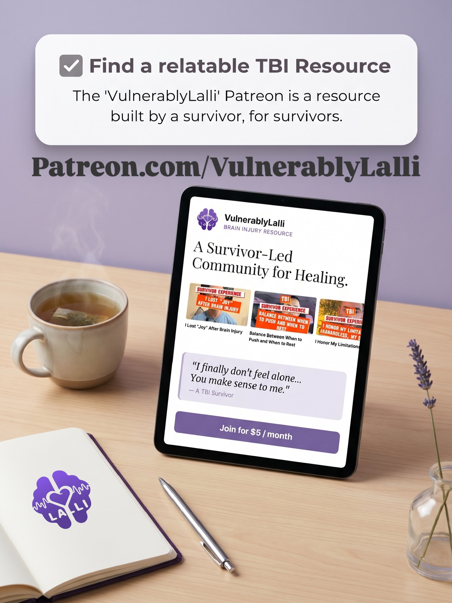 Patreon.com/VulnerablyLalli is a resource created by a survivor for survivors, caregivers, medical professionals, etc… IT IS A COMMUNICATION TOOL for survivors.
#tbi #medicalprofessional #braininjury #concussion #traumaticbraininjury