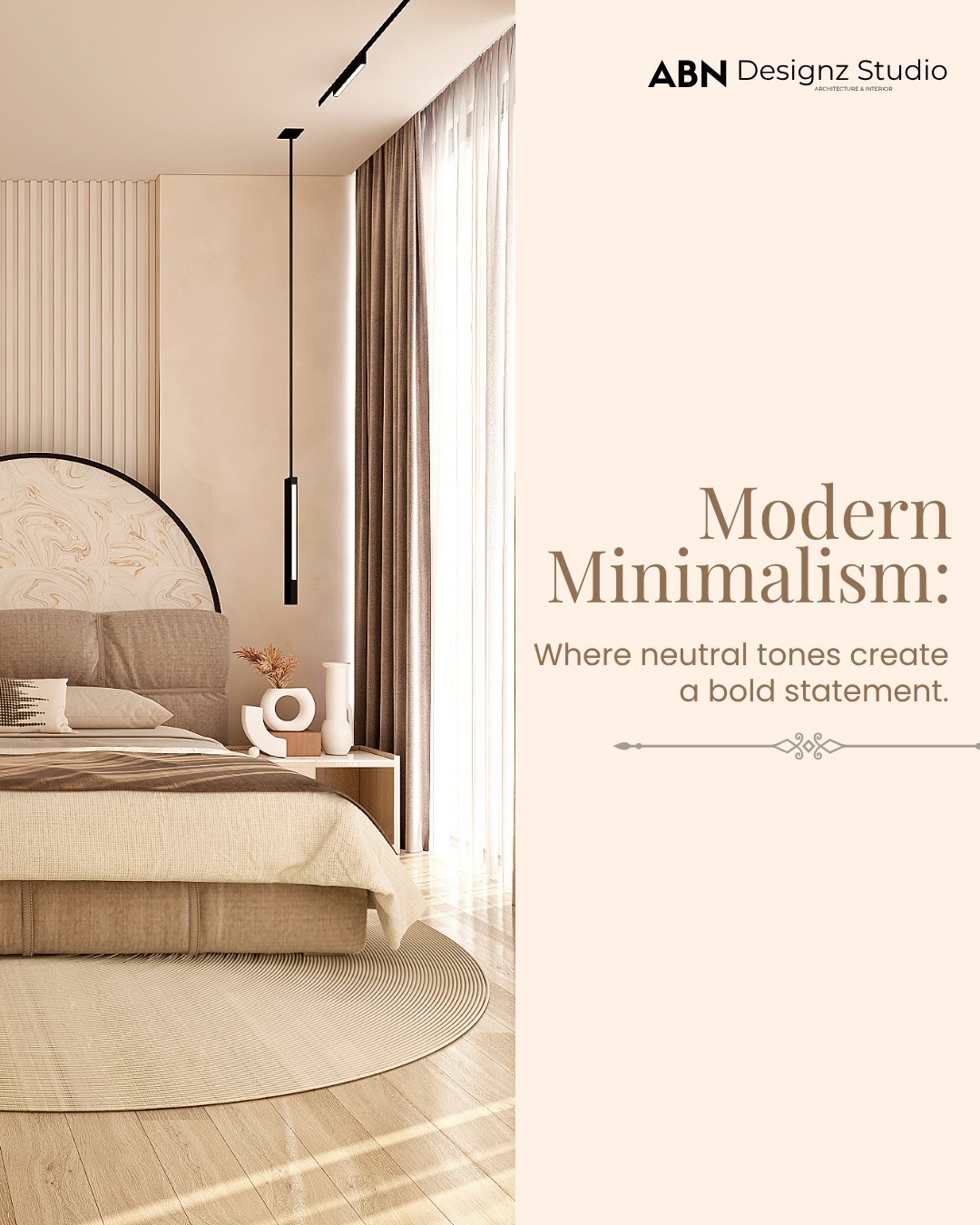 Soft neutrals, clean silhouettes, and thoughtfully layered textures — this bedroom is a reflection of modern minimalism at its finest. ✨
Designed to feel calm, airy, and effortlessly luxurious, every corner embraces simplicity while making a timeless statement. From the warm natural palette to the subtle lighting details, the space is crafted to bring comfort, balance, and serenity into everyday living. 🤍
Because true design isn’t loud — it’s intentional.
#ABNDesignzStudio #ModernMinimalism #LuxuryBedroom #InteriorDesign #MinimalInteriors NeutralAesthetic ContemporaryDesign LuxuryLiving BedroomGoals ElegantInteriors CalmSpaces InteriorStyling ModernHome DesignInspiration SophisticatedLiving MinimalLuxury ArchitectureAndInteriors EarthyTones RefinedSpaces HomeDecorInspiration