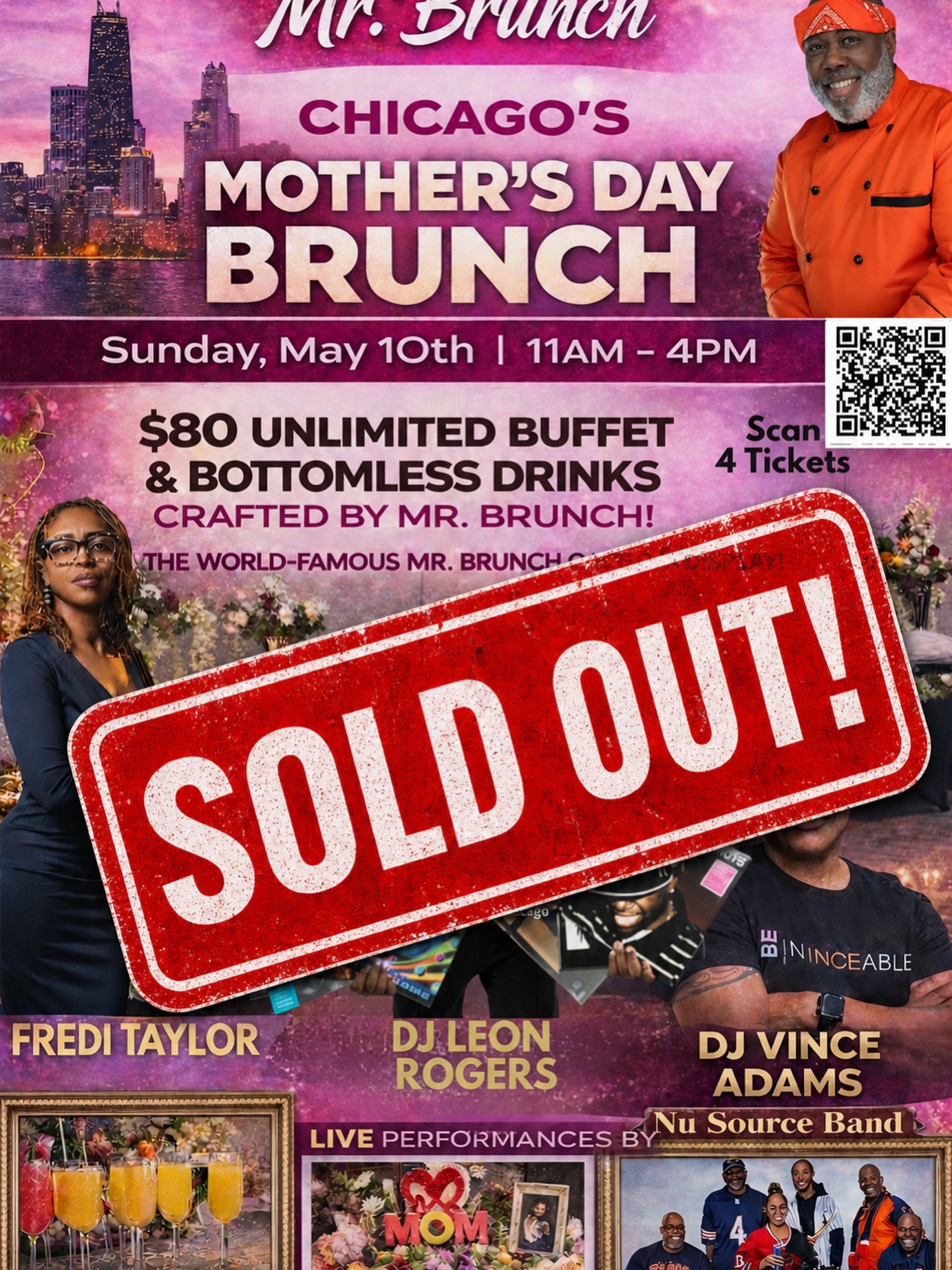 🌸✨ SOLD OUT — THANK YOU, CHICAGO! ✨🌸
We are beyond grateful and excited to announce that Mr. Brunch Chicago’s Mother’s Day Brunch is officially SOLD OUT! 🙌🏾
To everyone who purchased tickets, shared the event, and continues to support the vision — thank you. Your love and loyalty mean everything to us. Chicago, you showed up in a major way once again! 💐
We’re honored to celebrate Mother’s Day with a full room of beautiful energy, amazing people, and unforgettable vibes. From the World-Famous Mr. Brunch Oasis to the music, performances, and elevated culinary experience — this is going to be something truly special.
If you missed out this time, don’t worry… we’ve got more incredible events, brunches, and catering experiences on the way. Stay locked in!
💛 Thank you for making Mr. Brunch Chicago a SOLD OUT experience.
#MrBrunchChicago #SoldOut #ThankYouChicago #MothersDayBrunch #ElevatedExperiences
