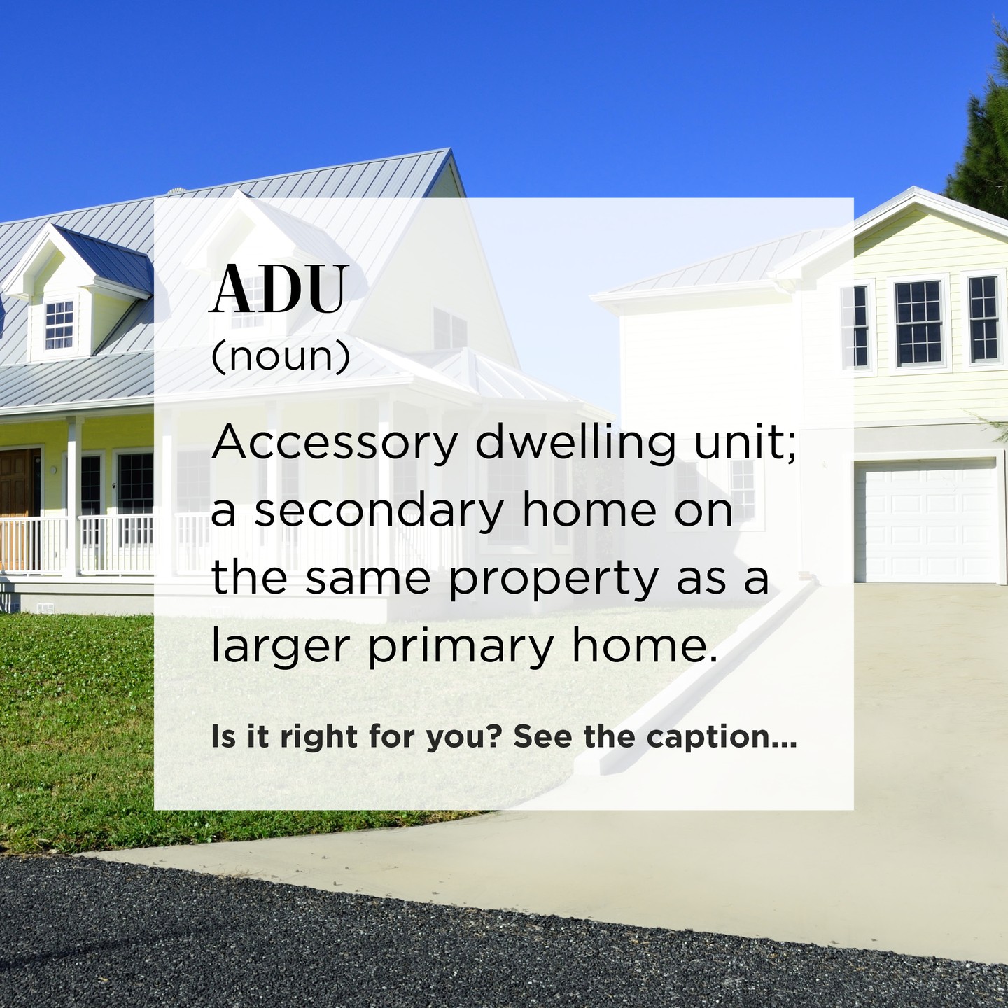 🏡 Learn the major pros and cons of Accessory Dwelling Units (ADUs): 🤔✨
Pros: They can offer a rental income stream, the opportunity for multigenerational living, and, best of all, an increased property resale value. 🏠💰🌿
Cons: The construction or remodeling costs may be high, some zoning regulations may not allow them, and you will likely need to fund all maintenance services. 🚧🏘️
For more real estate advice catered to your buying or selling goals, get in touch today!
#ADU #inlawsuite #realestate #homevalue #rmsma #WelcomeHome #MagnoliaRealty #DFWRealtor #NFWRealtor