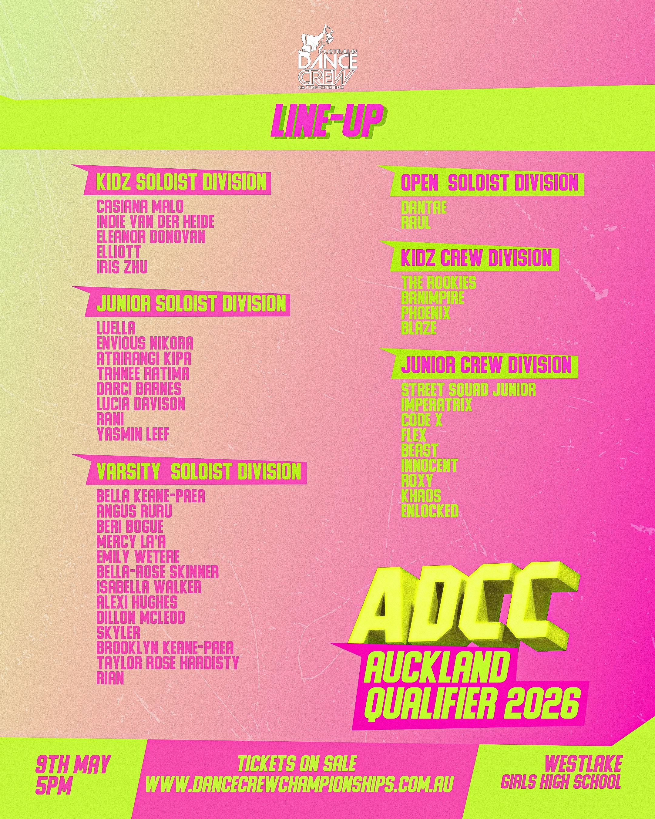 Auckland Aotearoa next upopppp ๐ณ๐ฟ๐๐ฝ Huge evening ahead with some of the North Islandโs hardest crews + soloists ready to hit the stage ๐ฎโ๐จ
Canโt wait to see what this dance community brings to the stage โ crews + soloists battling it out for a spot at Internationals ๐ Letโs get itttt ๐ฅ