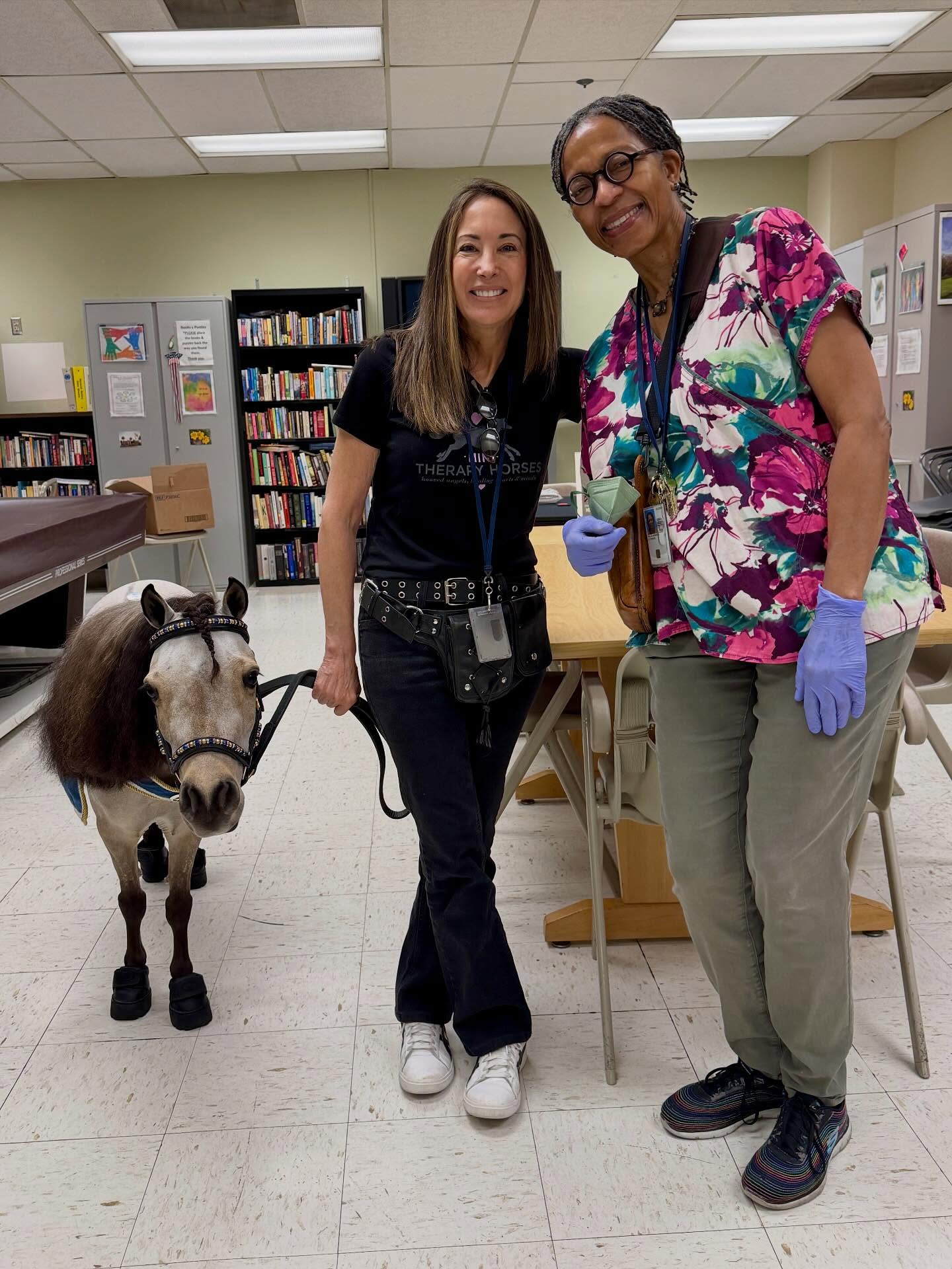 Thank you to my teammates Cheryl Perry and our Veterans Hospital Rehab Specialist Sether Hills-Johnson, for all their amazing work supporting our veterans! #horse #minitherapyhorses @greaterlosangelesva #veterans #complextrauma #ptsd #tbi #depression #homelessness #recovery #comfort #compassion #hope #love #happiness #interaction #connection #animals #equine