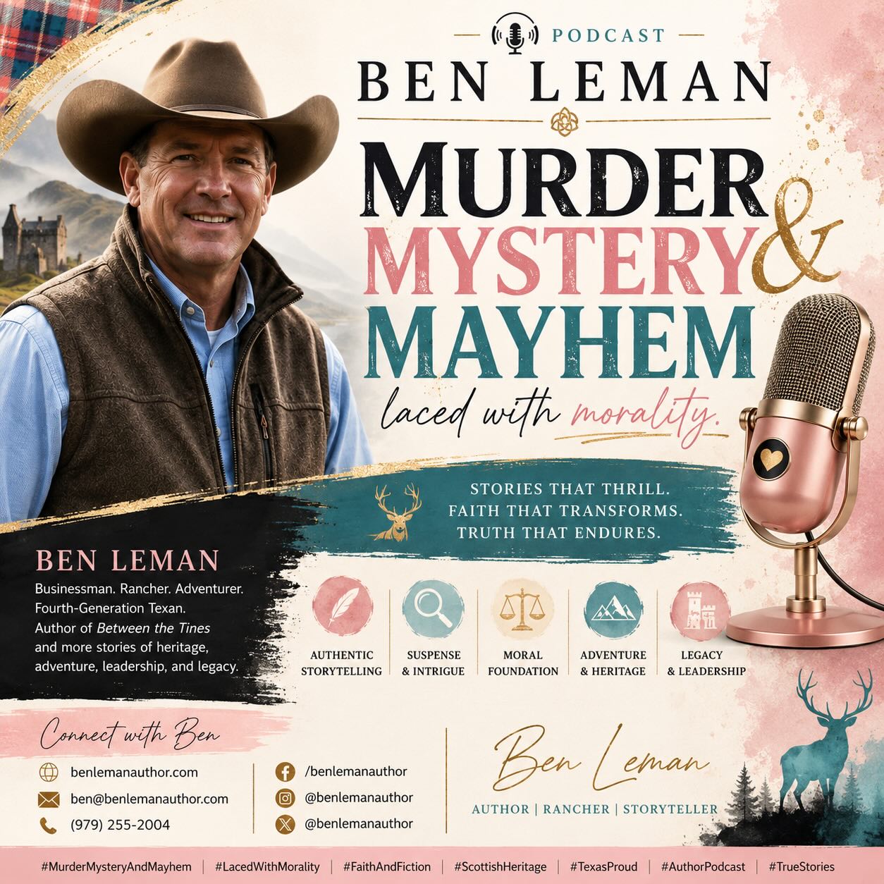 🚨🎙️ This Sunday on Murder, Mystery, & Mayhem Laced with Morality — we’re thrilled to welcome author Ben Leman as our featured guest! 📚🔍
Join us as we dive into the gripping world behind Between the Tines — exploring suspense, storytelling, faith, morality, and the deeper truths woven through mystery and mayhem. If you love thought-provoking fiction, compelling characters, and conversations that go beyond the page, this is an episode you won’t want to miss.
✨ Come ready for an engaging discussion about writing, publishing, inspiration, and the power of stories to shine light into dark places.
🎧 Streaming this Sunday on your favorite podcast platforms!
#MurderMysteryMayhem #PodcastGuest #BenLeman #BetweenTheTines #SuspenseAuthor MysteryPodcast ChristianAuthors FaithAndFiction ThrillerBooks CrimeWriters AuthorInterview WritersCommunity BookPodcast MysteryReaders SuspenseThriller IndieAuthors DressedInLovePress PodcastLife WritersOfInstagram BooksBooksBooks
: