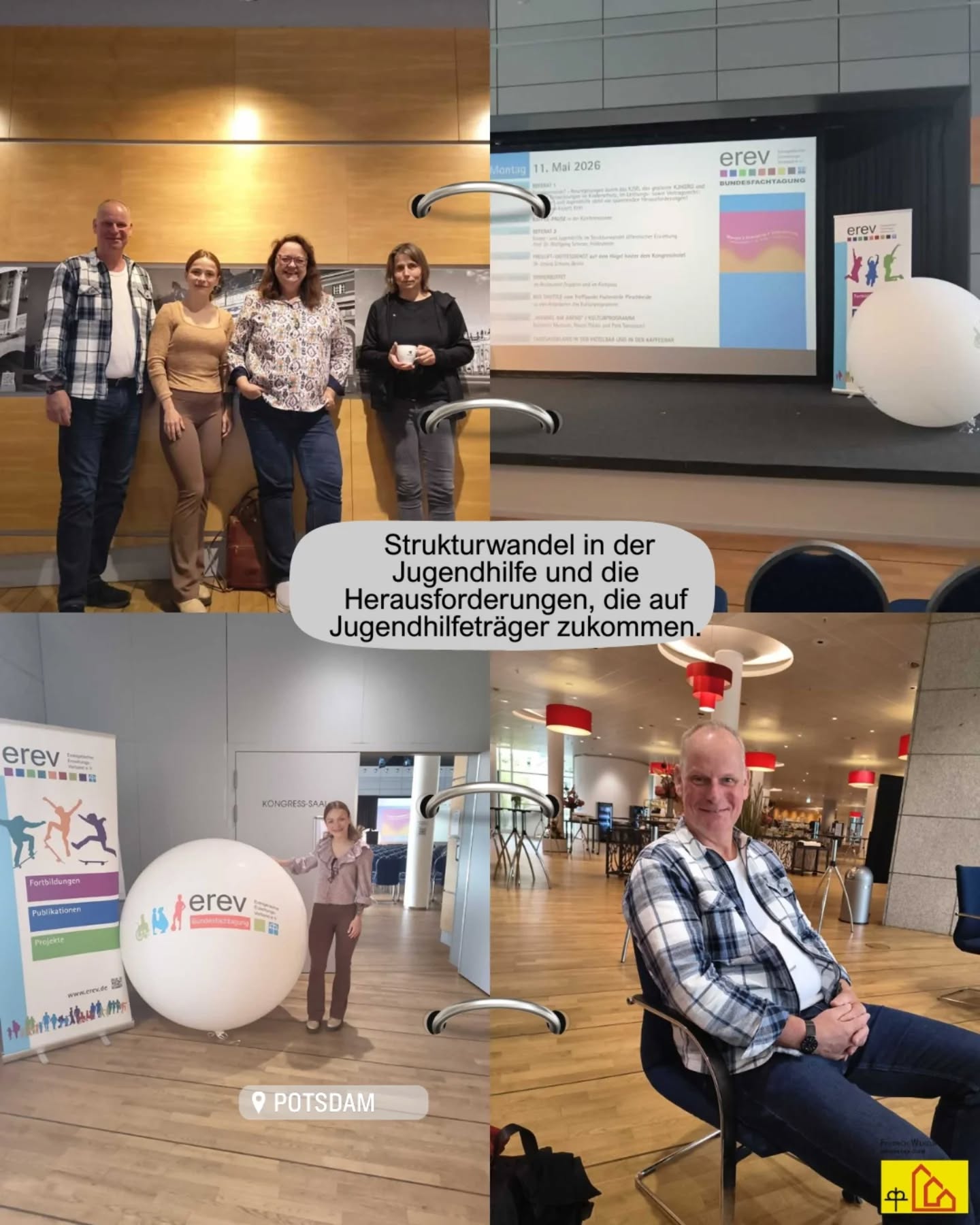 Unser Leitungsteam war diese Woche zum Bundesfachtag des EREV in Potsdam. Es ging um den Strukturwandel in der Jugendhilfe und die Herausforderungen, die auf uns zukommen.
Mit dem neuen Kinder- und Jugendstärkungsgesetz (KJSG) wird der Begriff der Teilhabe zum zentralen Leitgedanken für eine inklusive Gestaltung der Kinder- und Jugendhilfe. Dieser Begriff fordert dazu auf, die Leistungen der Erziehungshilfe im Hinblick auf die gesellschaftliche Teilhabe von Familien und jungen Menschen zu überprüfen und neu zu konzipieren. Das Ziel sollte sein, Barrieren für soziale Teilhabe abzubauen, den Zugang zu Bildung zu erleichtern und die soziale Infrastruktur auch mit den Mitteln der Jugendhilfe zu stärken. Welche Kooperationen könnten dabei unterstützend wirken? Wie gewährleisten wir die aktive Beteiligung der Zielgruppen? Und wie gestaltet sich Personalentwicklung unter den Bedingungen des Wandels? Diese und weitere Fragen wurden bei dem Fachtag behandelt.
#fwshamm #Jugendhilfe #kinderschutz #kinderrechte #sozialeteilhabestärken