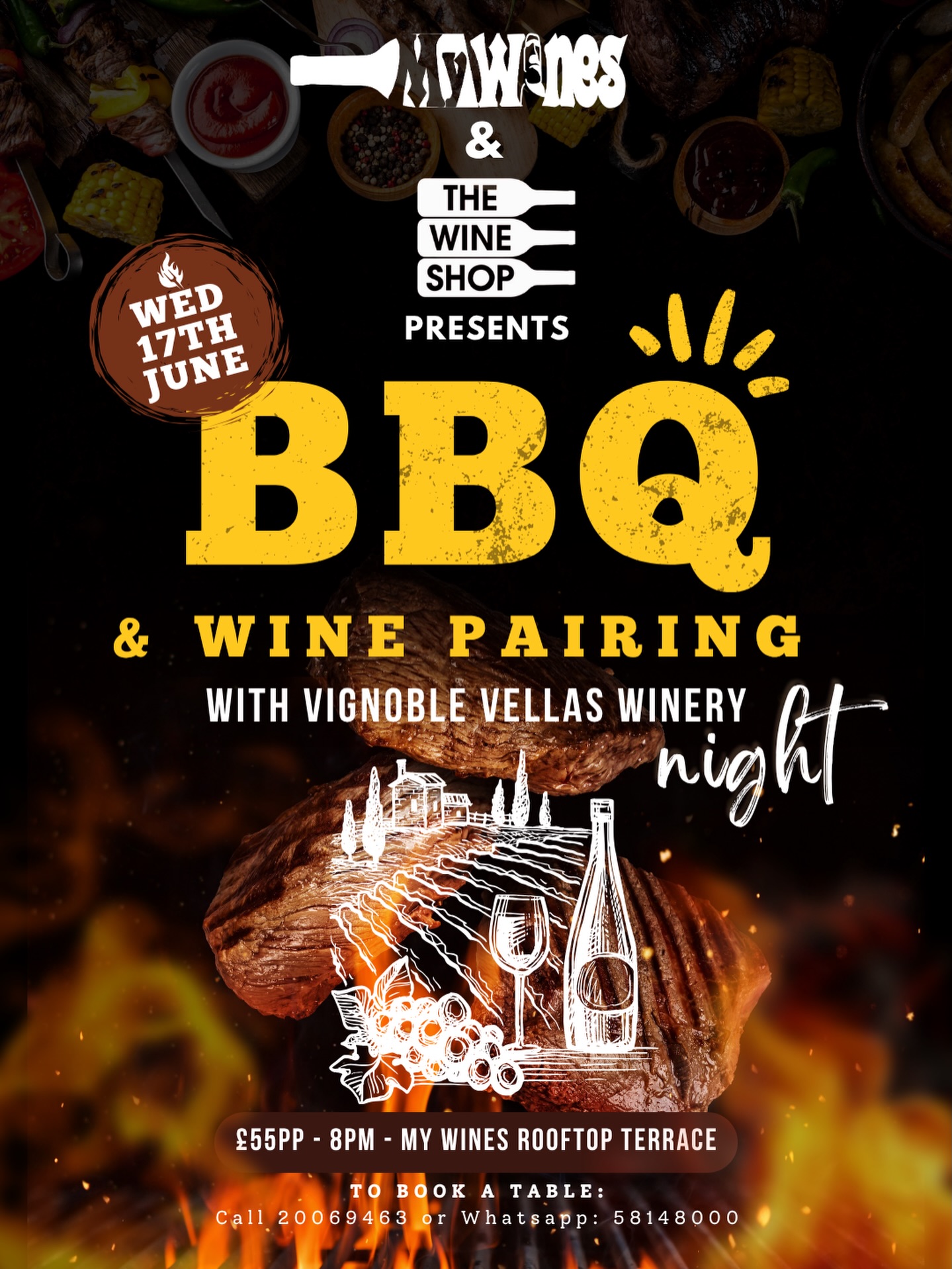💥SOLD OUT💥 Next up…🥁 BBQ & Wine Pairing with our familia at @thewineshopgibraltar 🔥🍷
🕗8PM
🍷£55pp
📍My Wines, Gibraltar
11 & 12 Chatham Counterguard
TO BOOK:
📞Call: 20069463
📲WhatsApp: 58148000
💌Email: info@mywinesgibraltar.com
#mywinesgib #gibraltar #local #gibraltar