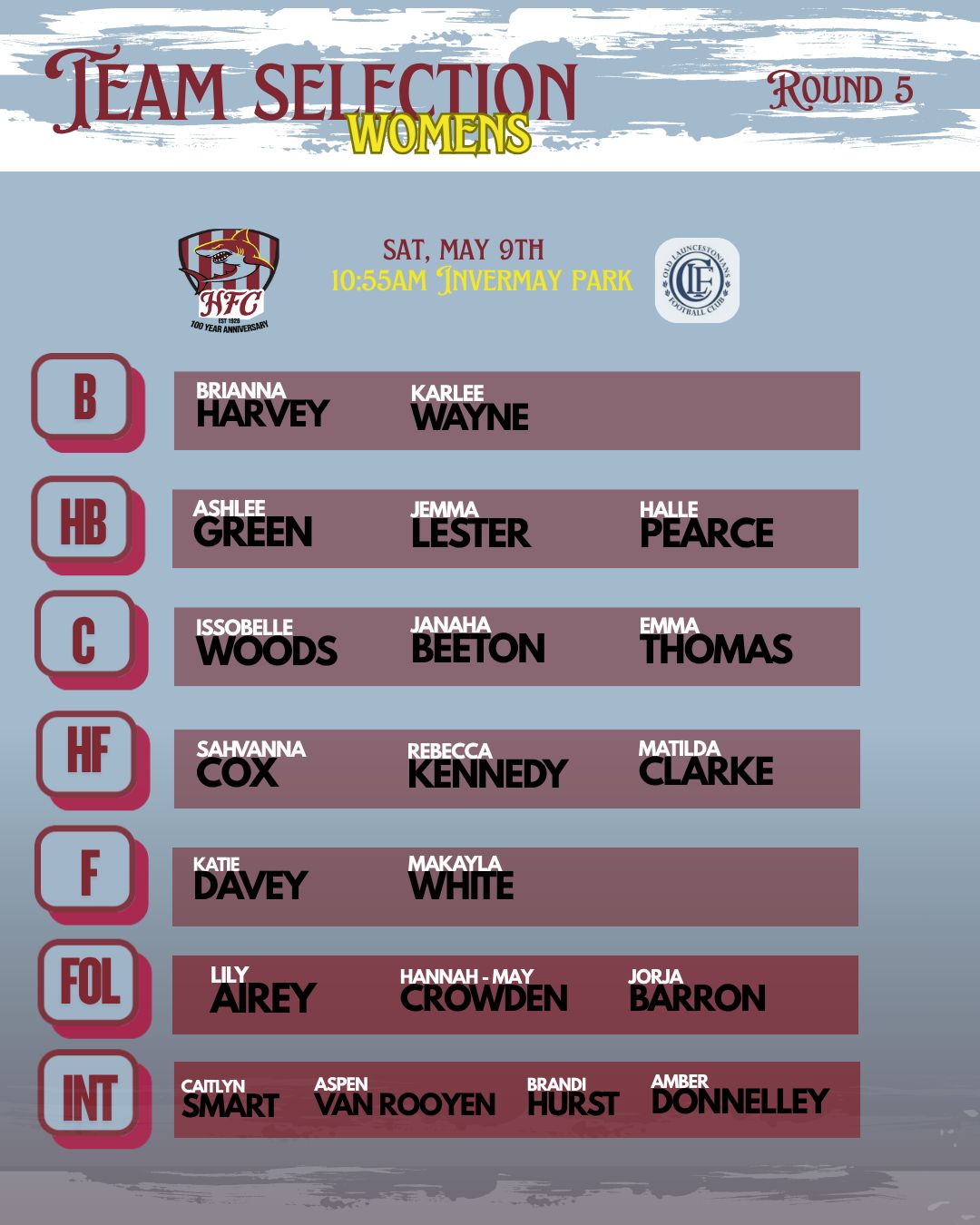 Teams are in. π
Huge day of footy at Invermay.
#finsupπ¦