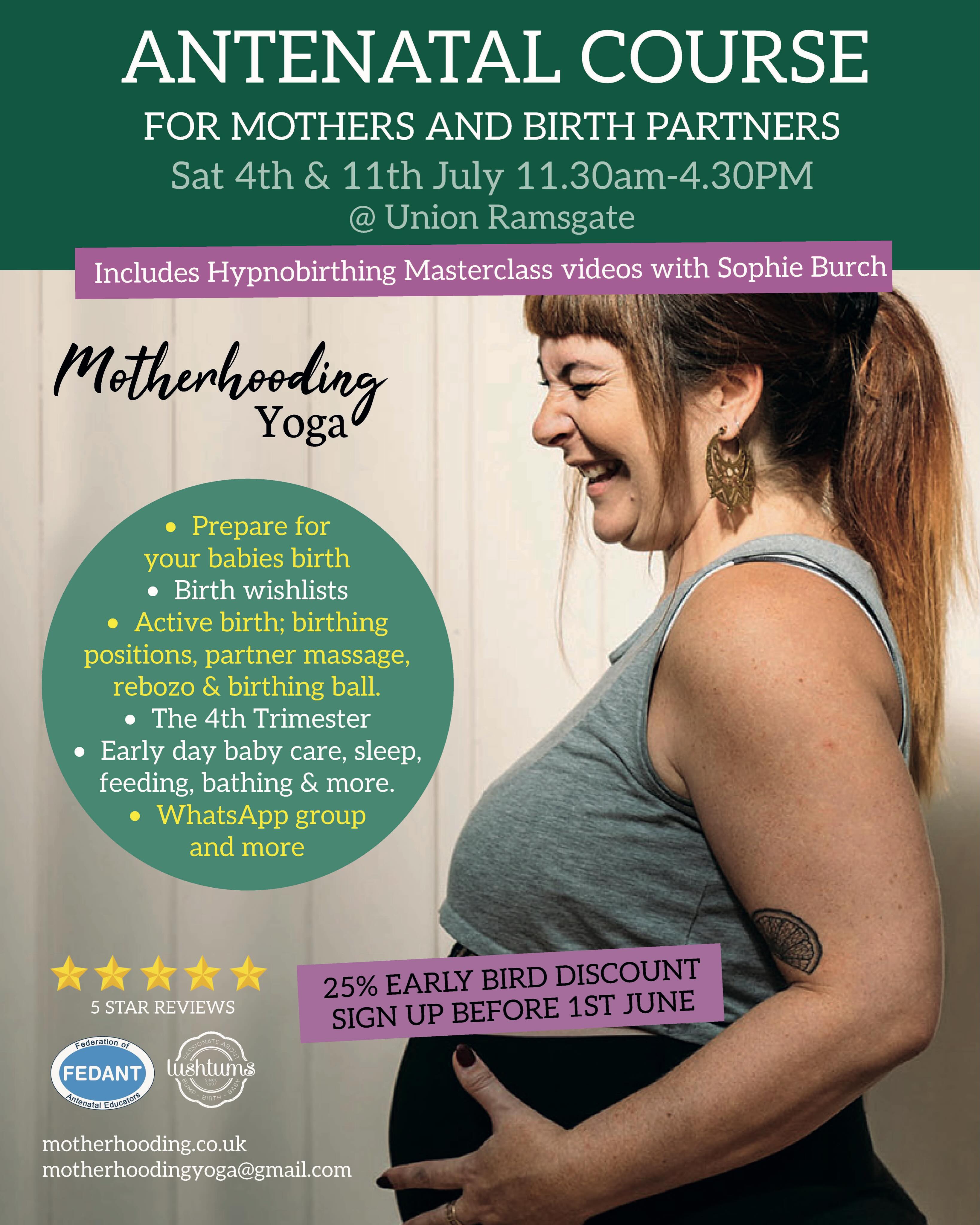 Are you expecting a baby in August, Sept or Oct?
Join us with your birth partner for our Antenatal course @unionramsgate
Smaller group classes mean that I can offer a more bespoke course for you and your birth partner.
I am a doula, antenatal educator, and senior pregnancy & postnatal yoga teacher.
I teach a FEDANT accredited @lushtums Antenatal course for mother’s and their birth partners.
And I’ve now teamed up with the incredible @sophie_nurtureyou to bring you FREE access to an online essentials to hypnorbirthing course. You will find out all about what it is, how to benefit from hypnobirthjng as well as audio scripts and birth affirmations.
The 13 hour course, covers everything you need to know to feel informed and empowered for the arrival of your baby.
The course runs every other month
You will learn:
⭐️ The signs labour is starting
⭐️ The stages of labour
⭐️ What is a contraction?
⭐️ The role of hormones & the effects of fear on the process
⭐️ How to use the breath, movement & active positions a as a toolkit for labour
⭐️ Clear explanations of all possible medical interventions
⭐️ Pain relief options
⭐️ Induction options
⭐️ In the moment decision makings
⭐️ Birth Wish Lists
⭐️ Active birth: Birthing positions, partner massage, rebozo and birthing ball.
⭐️ Essential birth partner tips - what to do, when?
⭐️ The 4th trimester - early days with your newborn, what to expect
⭐️ Feeding, sleeping, baby care
⭐️ Mum’s self care tips
You will recieve:
💖 Upto-date impartial information on all things birth and baby care.
💖 Practical hands on demonstrations for how to have an active birth, birthing positions, partner massage, birthing ball and rebozo techniques.
💖 access to the online hypnobirthing essentials course.
💖 Ongoing support and advice.
💖 A comprehensive Birth Preperation Pack.
💖 A WhatsApp Group will be set up for all the families on your course. (Unless you opt out)
💖 10% discount off your lunch at the Union Cafe.
💖 20% discount off your first Mum and Baby Yoga course.
For more information drop me and message or visit the website for more details.
