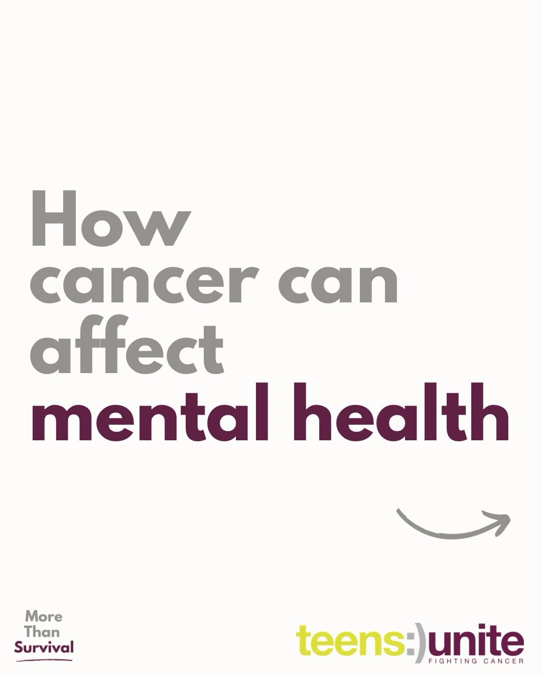 For many young people, finishing treatment is not simply the end of cancer - it is the beginning of learning how to live again.
You ring the end of treatment bell and make your way out of the hospital doors - but what happens next?
You may not feel ready to return to school or work, while friends seem to have moved on with their lives as yours still feels paused - and this shift can take a real toll on your mental health.
That’s where Teens Unite comes in. We provide a safe, supportive space for young people navigating life during and after treatment. Through connection with other young people who understand what you’ve been through, and opportunities to rebuild confidence, we bridge the gap between treatment and the world beyond it - so no one has to face recovery, or what comes after, alone🫶
If you’re a young person looking for support during or after cancer treatment, you can register with Teens Unite today and take the next step towards rebuilding and moving forward at your own pace with other young people who ‘get it’.💚💜
🔗Tap the link in our bio to find out more.
#MHAW #MentalHealthAwarenessWeek #Teencancer #Cancersupport #Morethansurvival