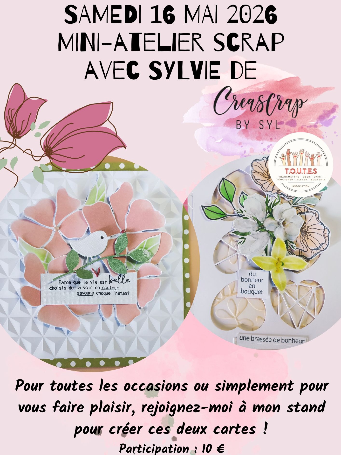 Cette semaine marque la dernière aventure artistique extérieure en local. Rejoignez-moi pour une dernière danse créative ce samedi 16 mai à Châtillon-sur-Loire, sur le site enchanteur de Mantelot avec l'association @toutes.asso
Sur mon stand, plongez dans l'univers magique de deux projets complets, parfaits pour émerveiller les mamans le jour de leur fête 😉🪷, et bien plus encore...
Retrouvez les dernières merveilles fraîchement sorties de la boutique, avec un réassort final qui vous ramènera vos colles préférées et une ribambelle d'autres trésors. Les projets déjà réalisés en atelier seront également au rendez-vous pour vous inspirer.
On se retrouve samedi pour célébrer la créativité ensemble ! 🎨
#creascrapbysyl #chatillonsurloire #marchécréateurs #scrapbooking #photos