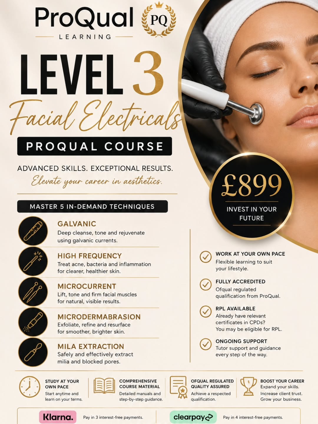 Ready to level up your facial skills and offer advanced results-driven treatments?
Our ProQual Level 3 Facial Electricals course is designed for beauty therapists wanting to move into advanced skincare and aesthetics
Learn:
• Galvanic
• High Frequency
• Microcurrent
• Microdermabrasion
• Milia Extraction
This qualification is perfect for therapists wanting to build confidence, increase treatment prices, and progress onto higher level aesthetic qualifications
✔️ Small supportive classes
✔️ Learn in a real working salon
✔️ Flexible payment options with Klarna & Clearpay
✔️ Industry recognised ProQual qualification
✔️ Ongoing support throughout your journey
The beauty industry is moving towards advanced skin treatments… make sure you’re qualified and ready for it
📍 Basildon Training Academy
📧 info@essexbeautyandaesthetics.co.uk
🌐 Essex Beauty & Aesthetics
#FacialElectricals #ProQual #BeautyCourse #AdvancedSkincare #BeautyTraining #AestheticTraining #FacialElectricalsCourse #BeautyAcademy #EssexBeauty #Basildon #SkincareTraining #BeautyTherapist #Microcurrent #HighFrequencyFacial #Microdermabrasion #BeautyCoursesUK