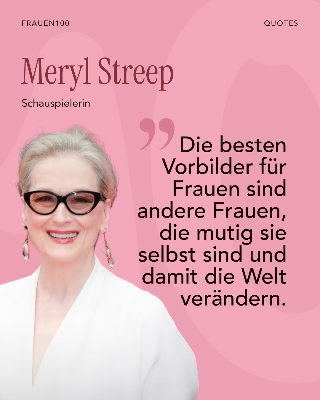 Meryl Streep bringt es auf den Punkt: Veränderung beginnt dort, wo Frauen den Mut haben, sie selbst zu sein 🩷
#frauen100 #gleichberechtigung #femalequote
Foto Credit: Getty Images