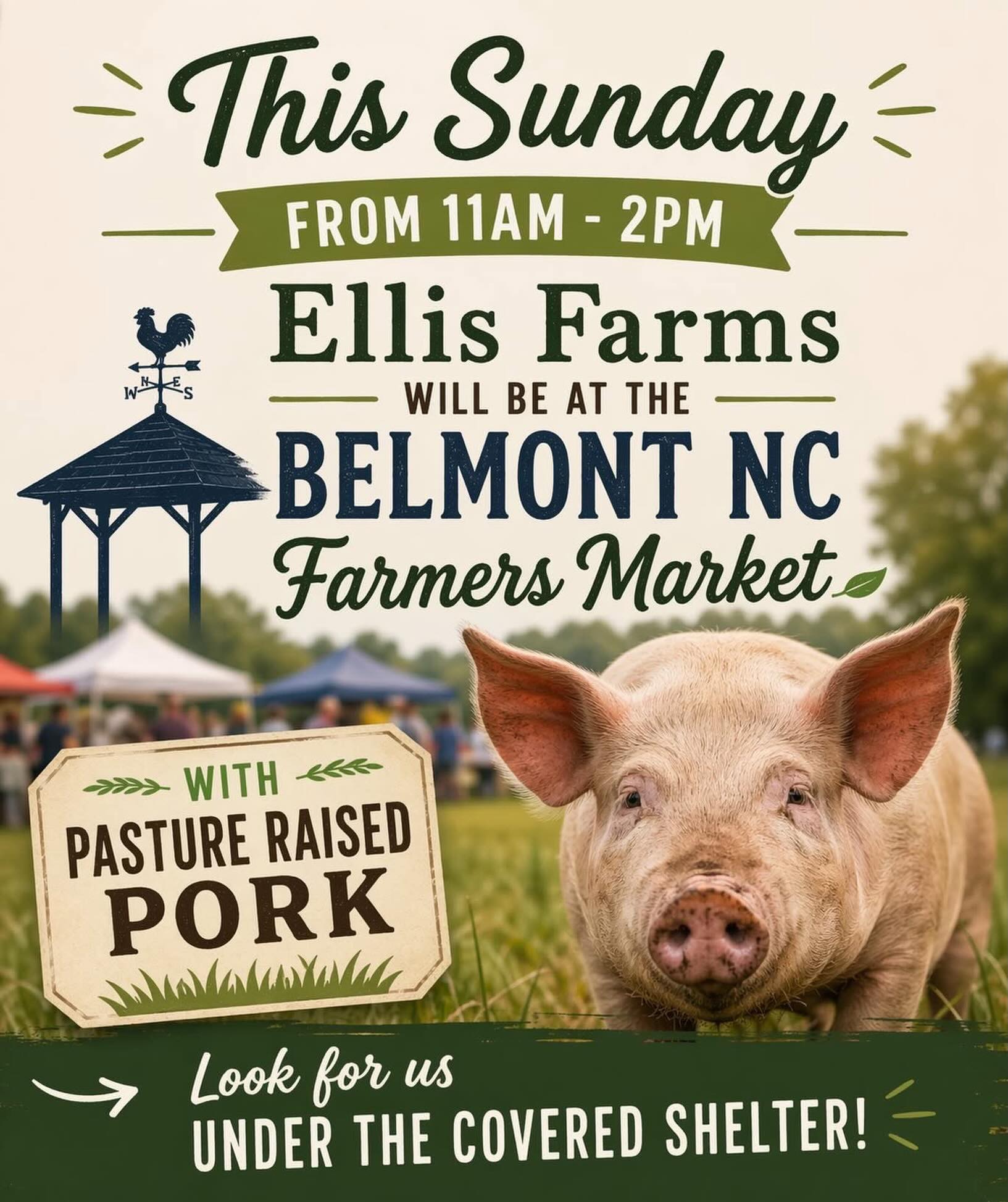 🌸 Celebrate Mother’s Day with us at the Belmont Farmers Market this Sunday! 🌸
Spend the afternoon shopping local, supporting small farms, and treating the special moms in your life to fresh farm favorites from Ellis Farms. 💕
We’ll have our pasture-raised pork and friendly smiles ready for you. Come enjoy the market, make memories, and celebrate the women who do it all.
📍 Belmont NC Farmers Market (Find us under the covered shelter)
📅 Sunday | Mother’s Day from 11am until 2pm
Bring Mom by and shop local with Ellis Farms! 🐖🌷 @belmontnc_farmersmarket #farmersmarketfinds