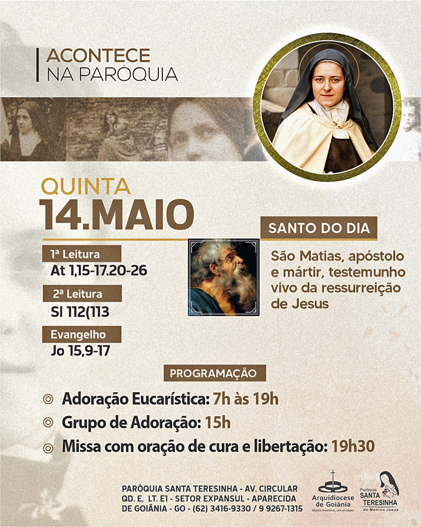 Programação do dia- 14/05