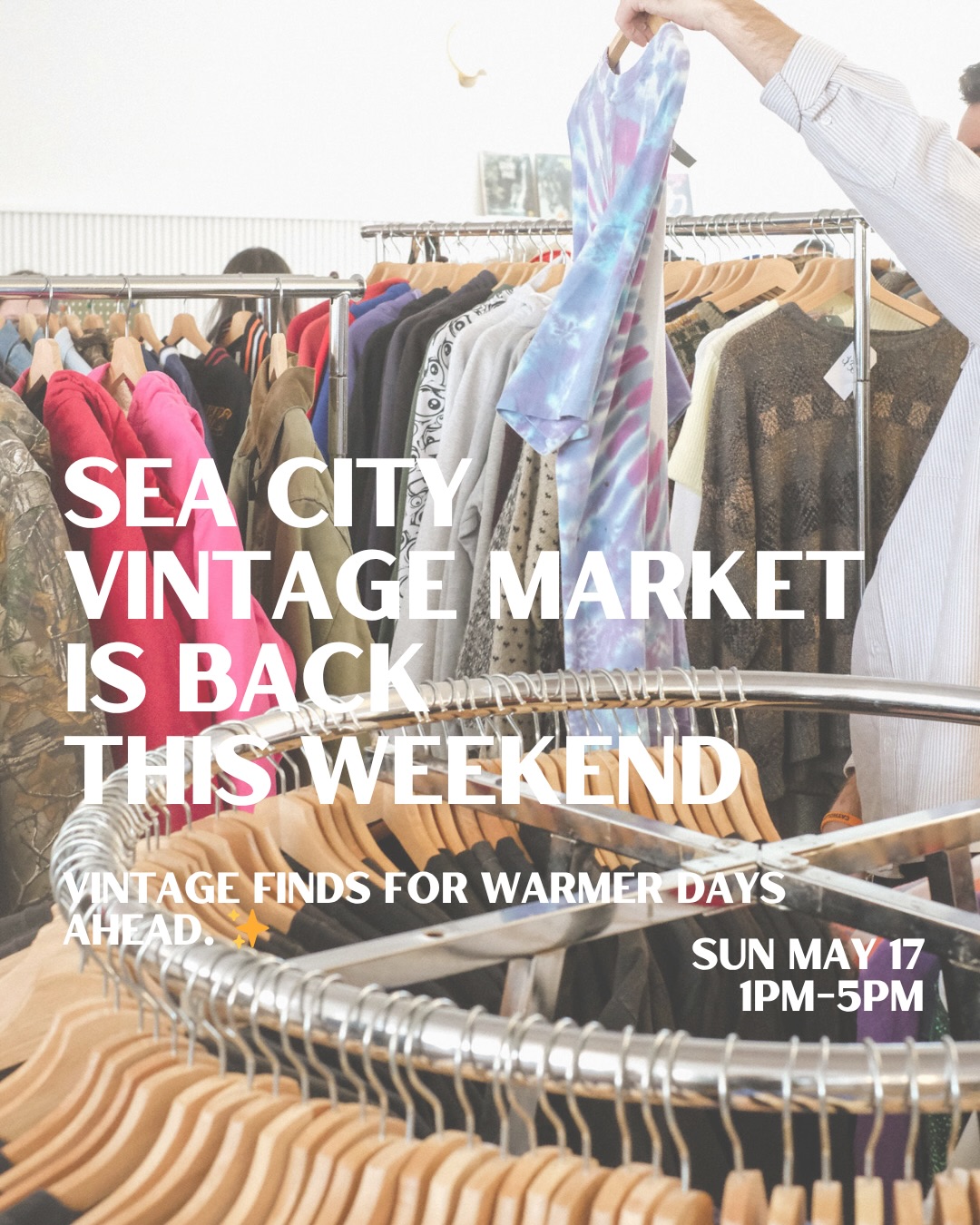 Spring is in the air 🌷 @seacityvintagemarket is back this weekend!
40 vintage and local favorites at the perfect spot to spend a Sunday @therockawayhotel ☀️
📍 Sunday May 17
12-1 Early Bird Shopping Hour - tickets on sale now!
1-5 Public Shopping - free entry, open to all!
See you there!