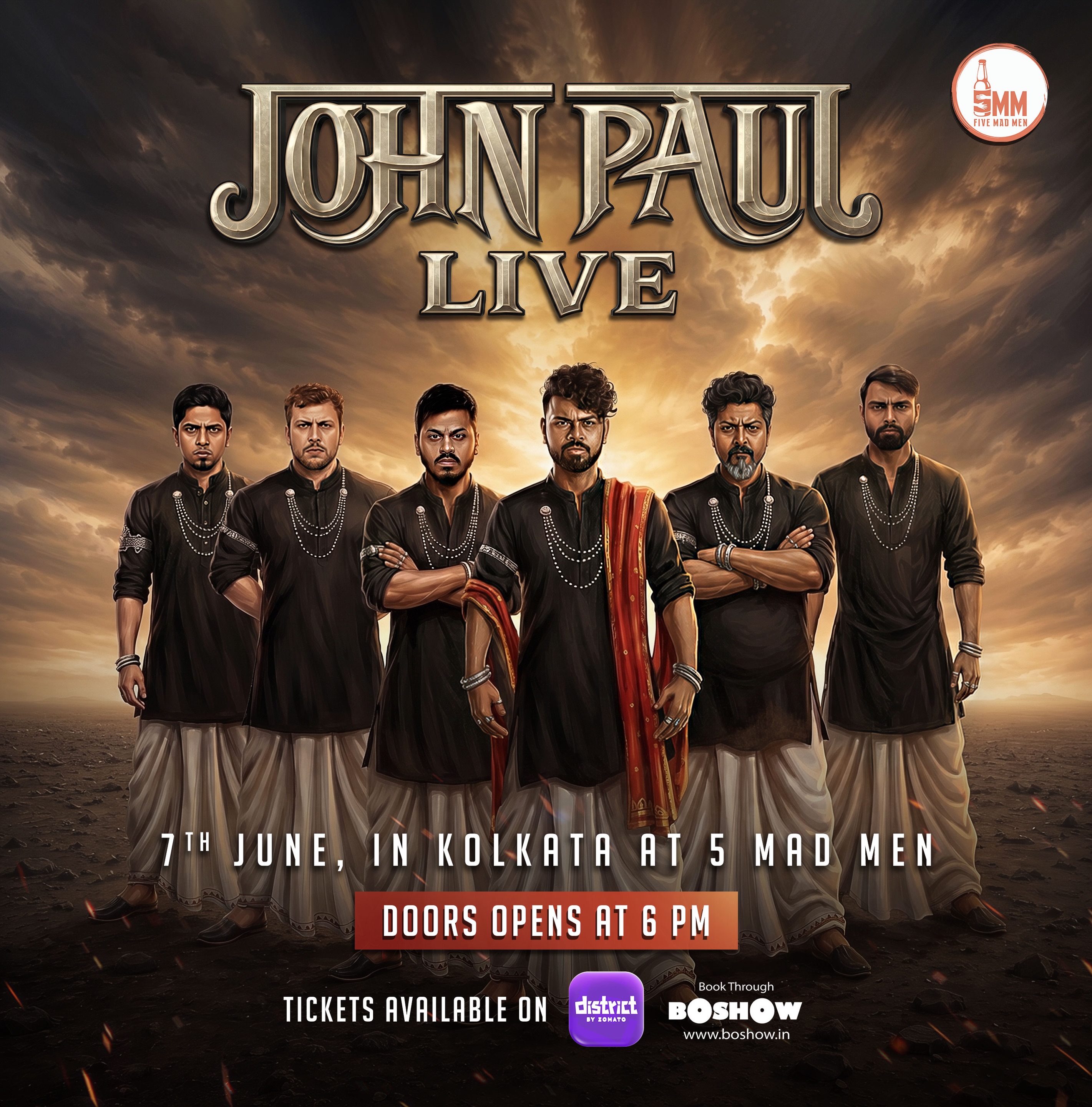 Kolkata — on 7th June, I’ll be playing my very first ticketed show with my band John Paul Live at @fivemadmen , and honestly, it means the world to me. ❤️
Sharing the stage with some of my closest friends and incredible musicians — @sambitc on drums, @rahulputai on bass, @bihumukherjee on percussion, @c_roo.music on keys, and @subhadeepdas_official on vocals — makes this even more special.
We’ll be performing music from my album Kalpana, a project that carries so much of my heart, imagination, and journey as a musician. Along with that, we’ll also be paying tribute to the legendary Zakir Hussain and the iconic Shakti — artists who have deeply inspired all of us.
And that’s not all… we’ll also have some amazing guest artists joining us through the evening. ✨
This show is a huge milestone for me personally, and I truly need all the love and support I can get from you all. If my music has ever connected with you in any way, I’d love to see you there.
Tickets are now available on Boshow and District. LINK ON MY BIO
The amazing poster has been created by @saptadipsart @bardle.in
See you all on 7th June, Kolkata. Let’s make this a night to remember. 🙏