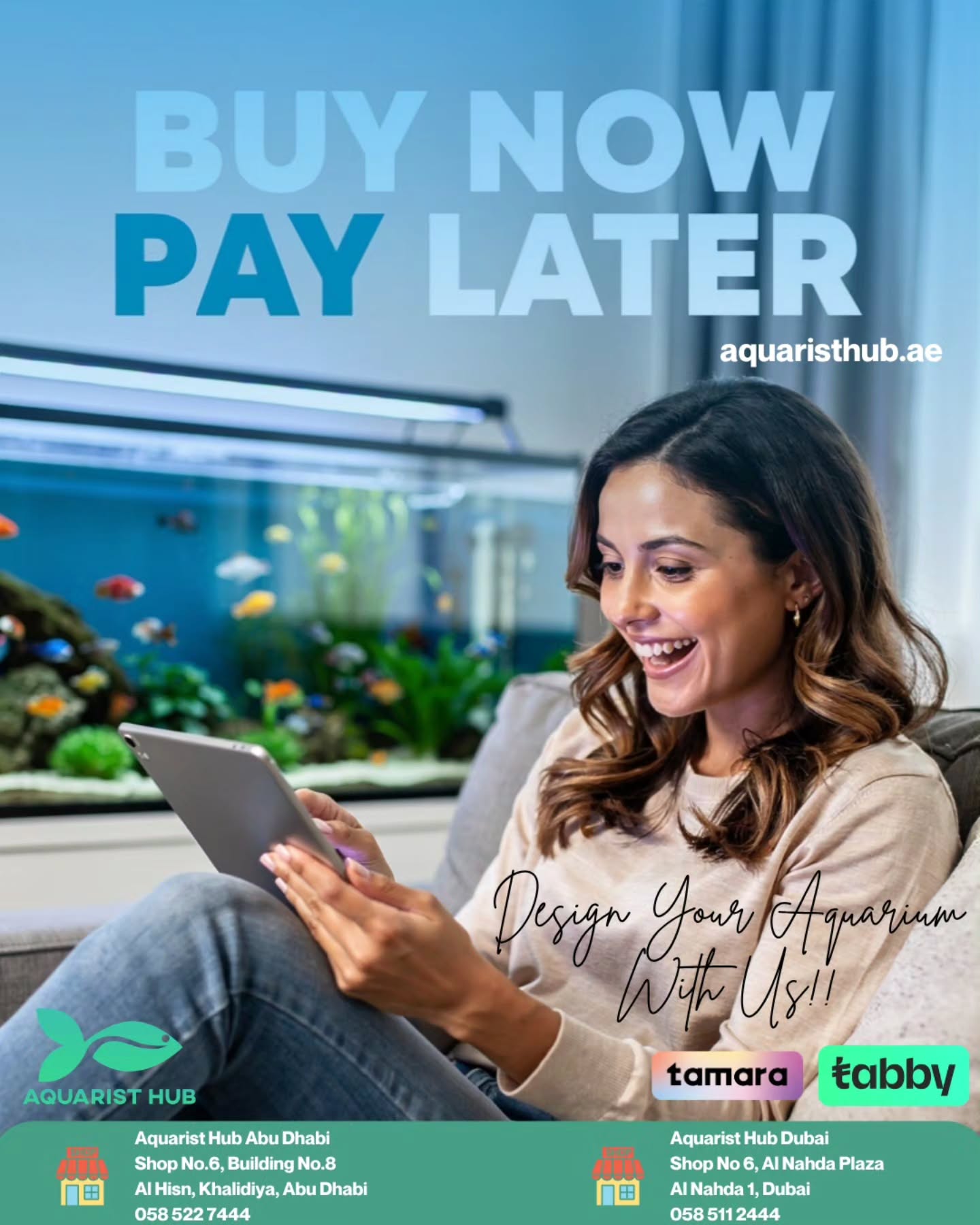 🐠✨ Your Dream Aquarium — Now Easier to Own! ✨🐠
🐠✨ حوض أحلامك… أصبح في متناولك الآن! ✨🐠
💳 Split your purchase into 4 interest-free payments with Tabby & Tamara!
💳 قسّط مشترياتك على 4 دفعات بدون فوائد مع تابي و تمارا!
🌊 Freshwater & Saltwater Aquariums — all for less!
🌊 أحواض المياه العذبة والمالحة — بأسعار لا تُقاوم!
🛒 Shop now, pay later — stress-free!
🛒 تسوّق ال