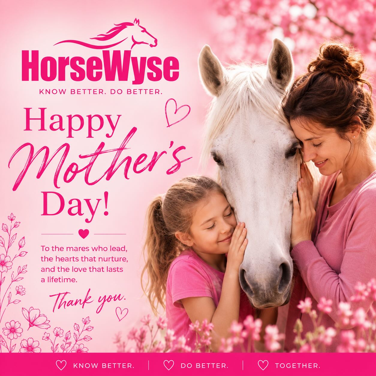 Happy Mother’s Day to the mums who do it all 💗
To the stable mums.
The groom mums.
The strapper mums.
The horse show chauffeurs.
The early morning feeders.
The late-night rug changers.
The braid-doers, boot-cleaners, lunch-packers and cheerleaders on the sidelines.
To the mums who spend their weekends at pony club, camps, lessons and competitions…
who stand in the rain, the dust and the heat…
who somehow always know where everything is…
and who support the dreams of the next generation of riders every single day.
Thank you for every early start, every sacrifice, every hug after a tough ride and every “you can do this” when confidence is low.
Horse girls don’t get where they are without the incredible mums behind them 🐴💕
Today we celebrate you.
Happy Mother’s Day from the HorseWyse family 🌸. #MothersDay #HappyMothersDay #Horsewyse #HorseGirls #EquestrianLife HorseMum StableMum PonyClubLife EquestrianAustralia HorseRiding HorseLove HorseCommunity EquestrianLifestyle HorseFamily RidingLife PonyClub EquestrianKids HorseGirlLife MumLife HorsePeople EquestrianWorld ShowMum BarnLife GirlsWhoRide DreamBigRideFar HorsewyseMagazine AustralianEquestrian EquineLife HorsesOfInstagram MothersDay2026