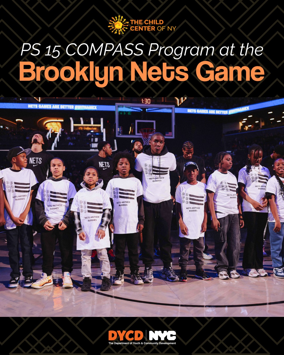 What a night at the Brooklyn Nets game! 🏀 Last month, participants from The Child Center of NY’s PS 15 COMPASS program got the unforgettable opportunity to attend a game at Barclays Center, many for the very first time. From being featured on the jumbotron to standing at center court with the players during the national anthem, it was an experience they’ll never forget. Thank you to the Nets for making our youth feel so celebrated and inspired! @brooklynnets @nycyouth